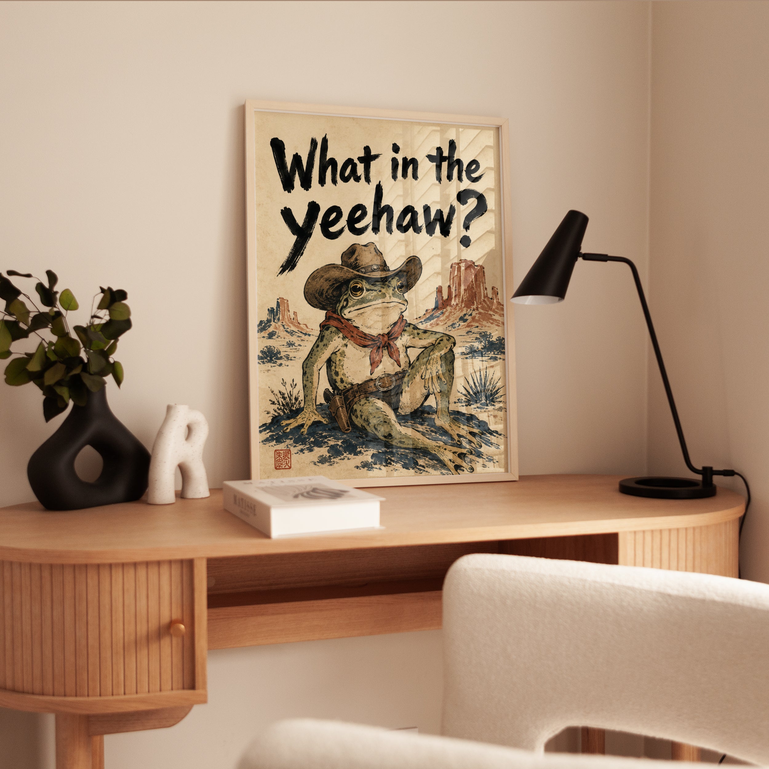 Funny Cowboy Frog Print – Western Humor Wall Art - interior