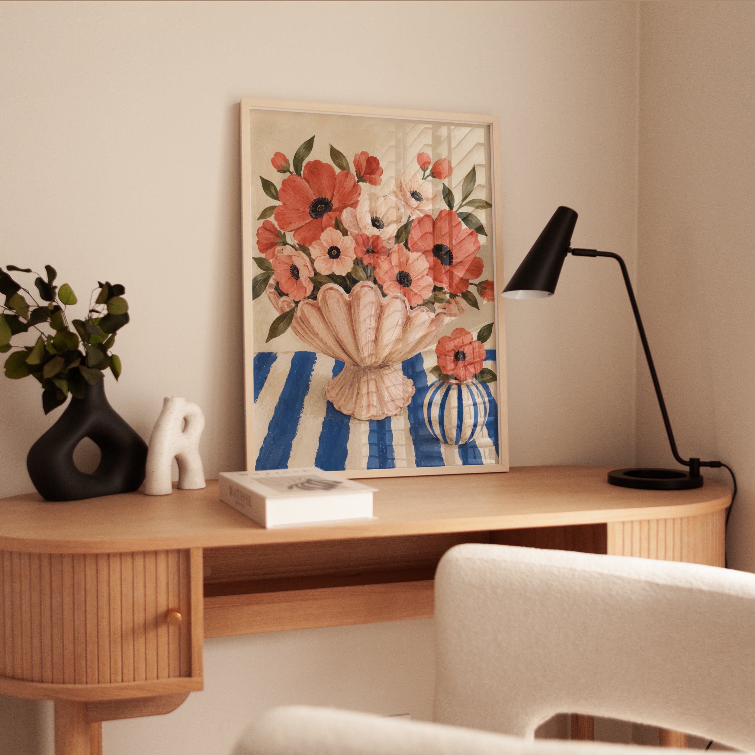 Floral Vase Print – Vintage Botanical Wall Art - interior