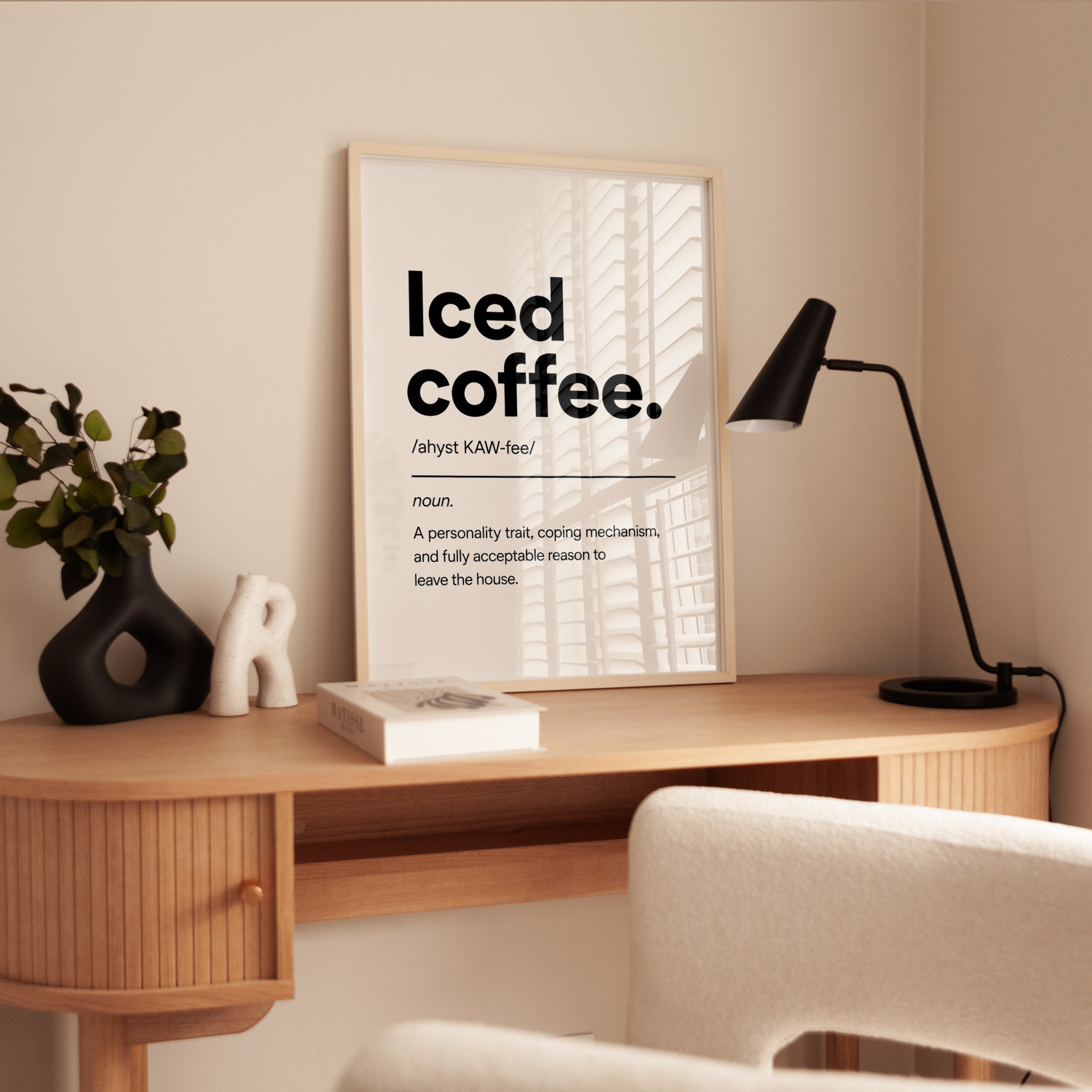 Typography Wall Art: Iced Coffee Definition - interior