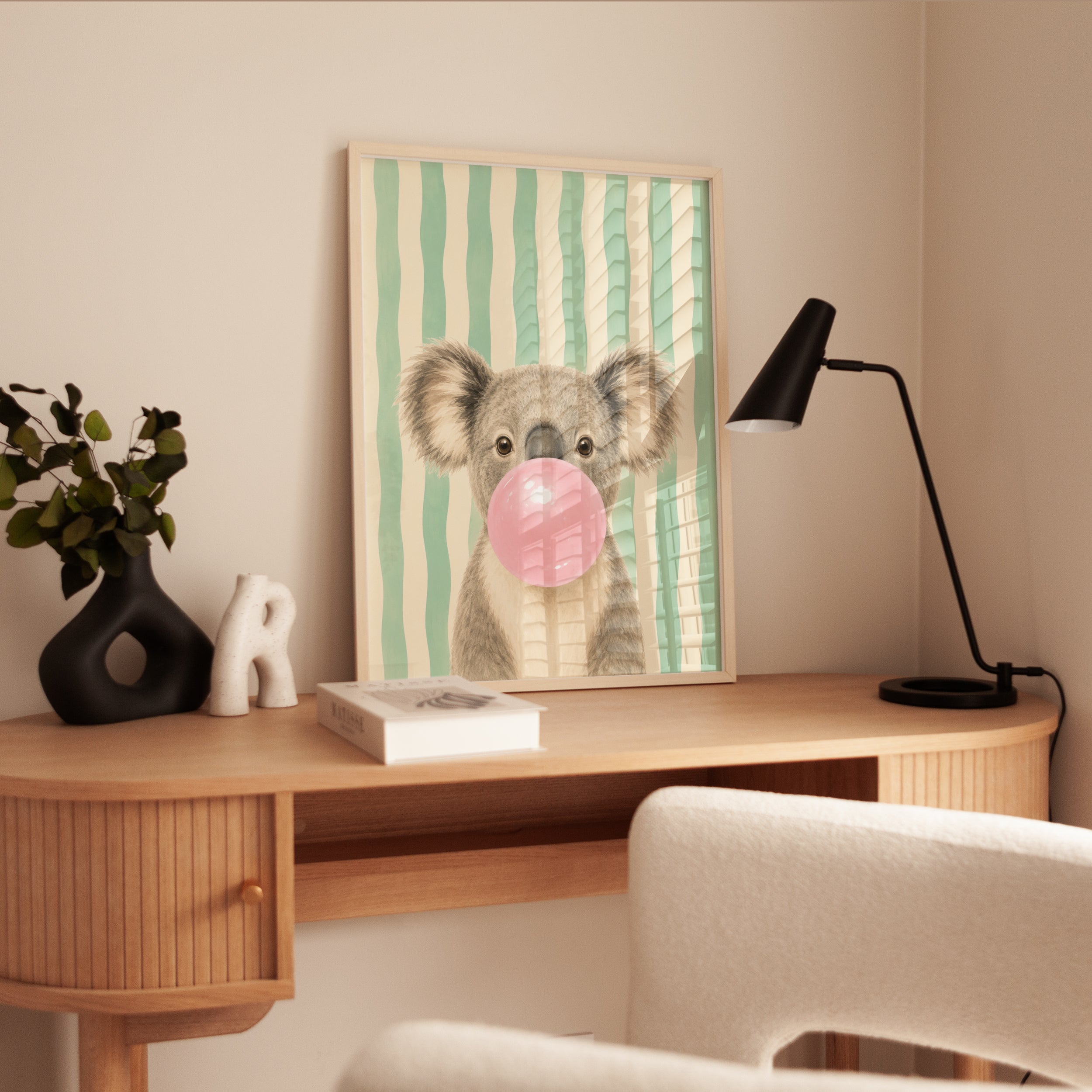 Koala Nursery Wall Art – Animal Bubblegum Print - interior