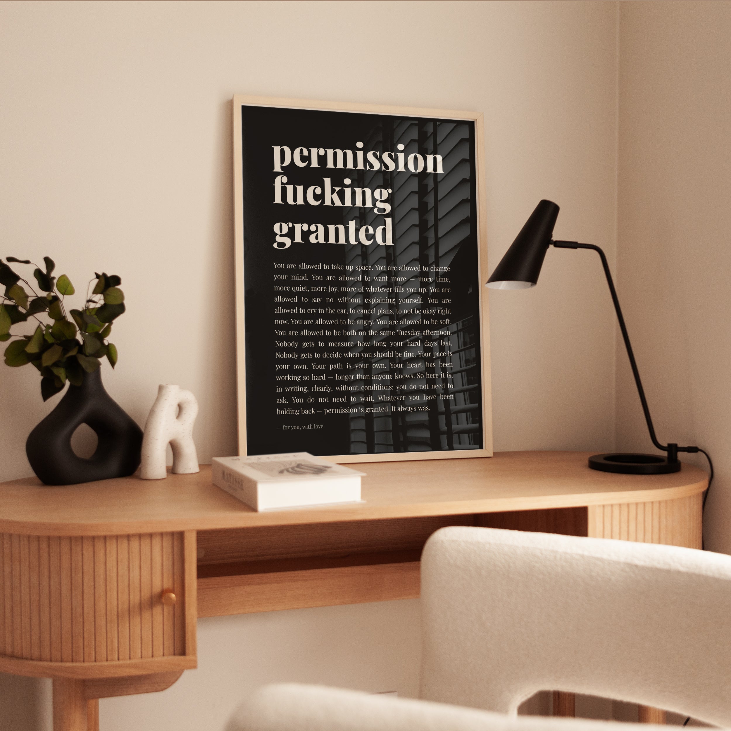Permission Granted Print – Self Love Wall Art - interior