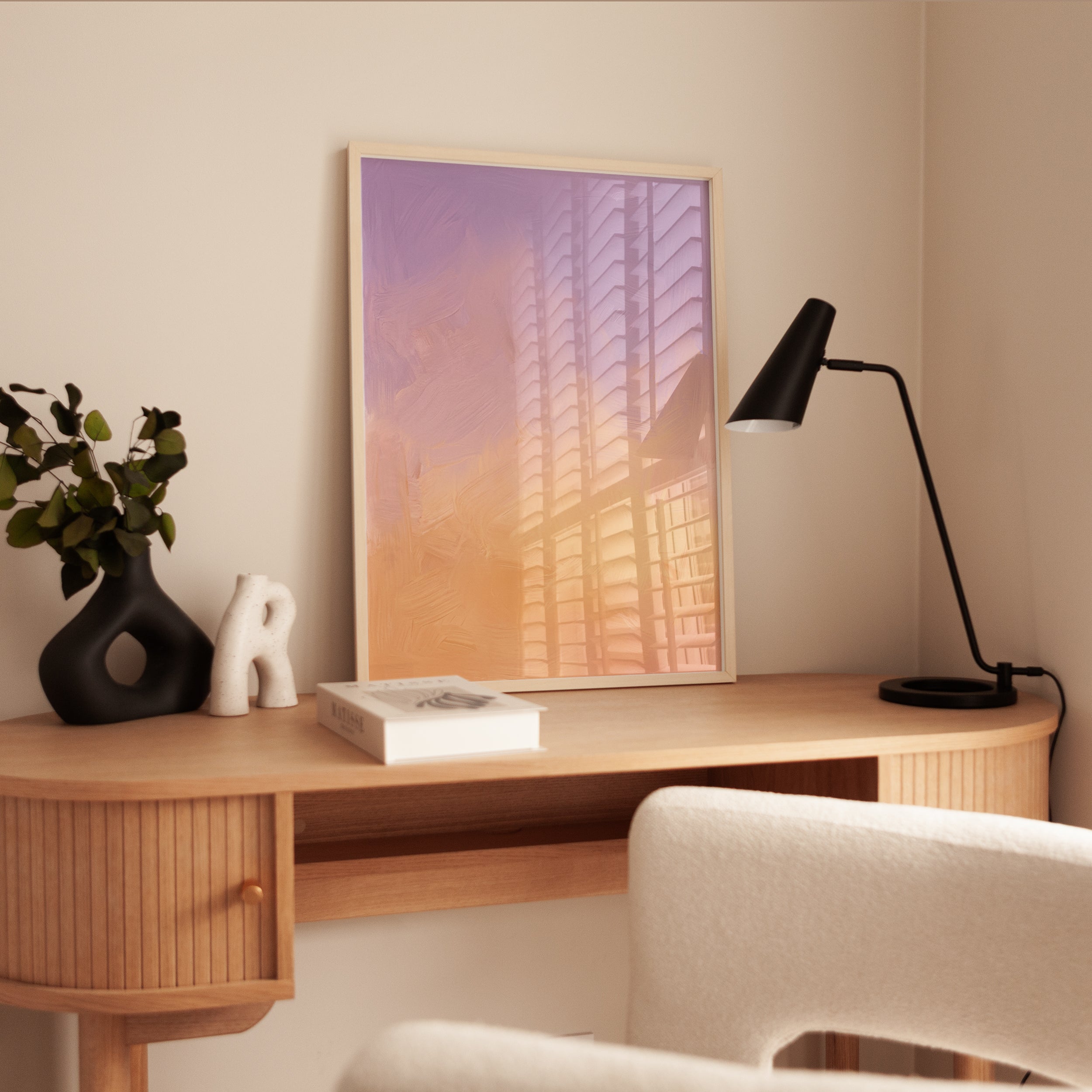 Pastel Gradient Abstract Print — Soft Purple Peach Ombre - interior