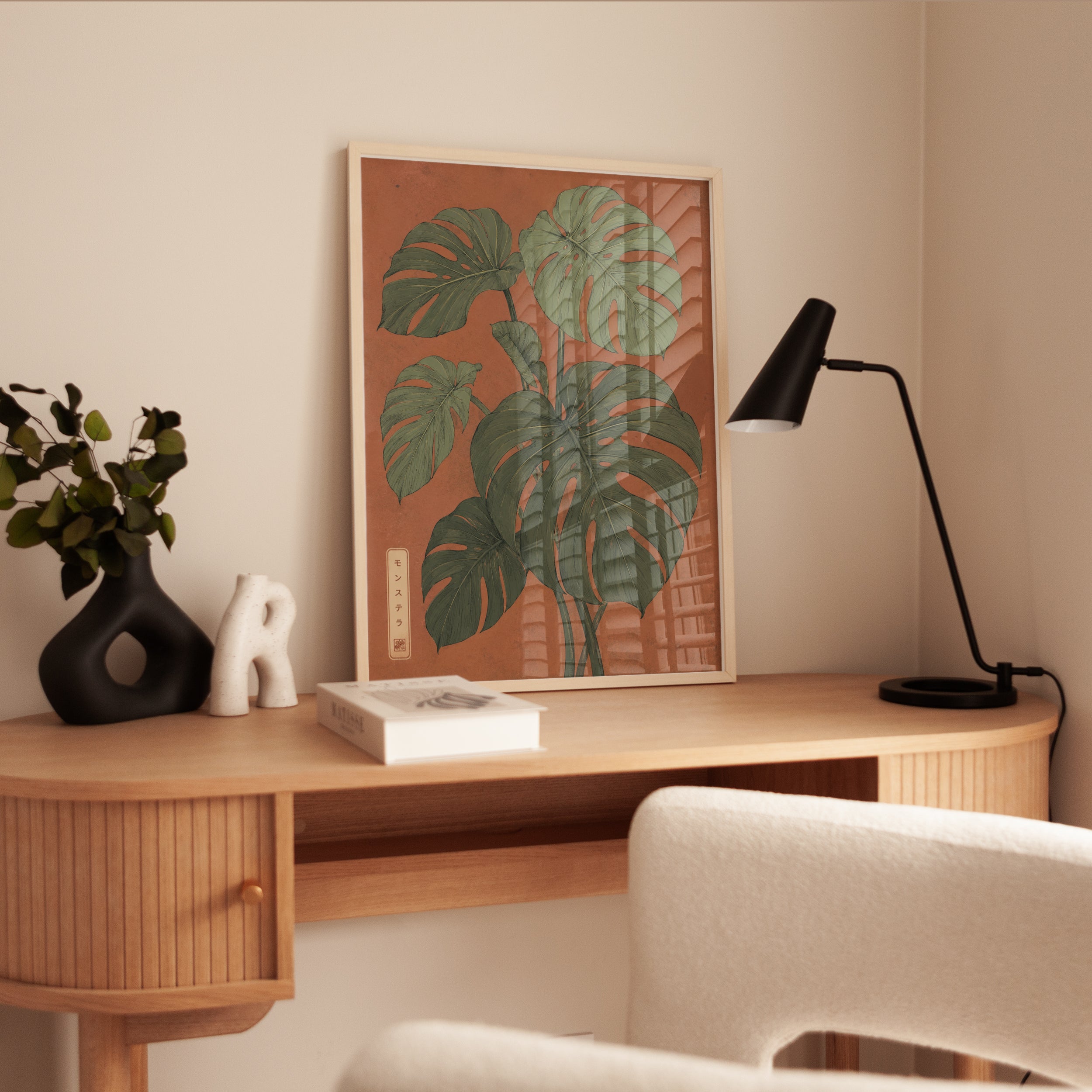 Monstera Leaf Print — Japanese Botanical Illustration - interior
