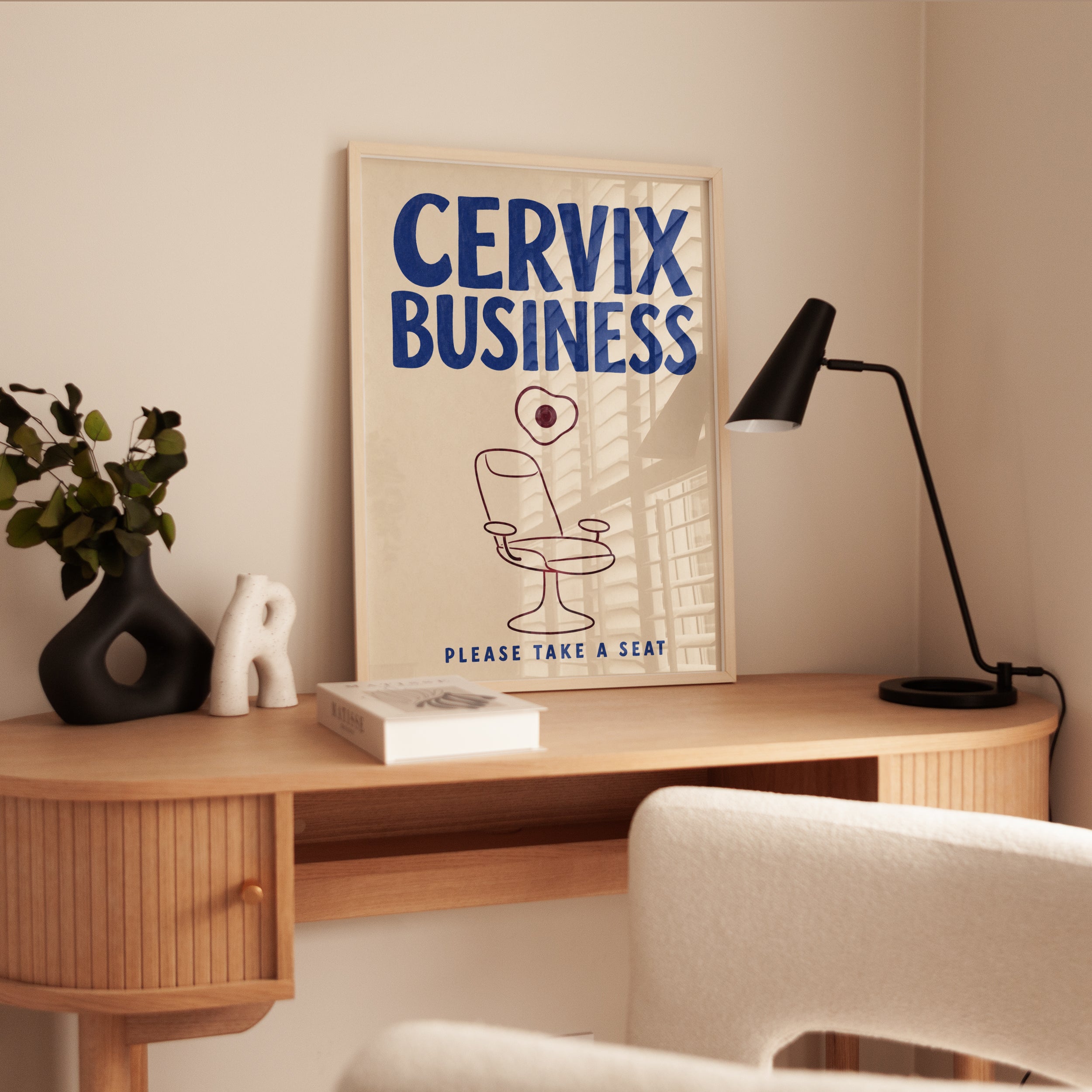 Cervix Business Poster: Retro Feminist Humor Line Art - interior