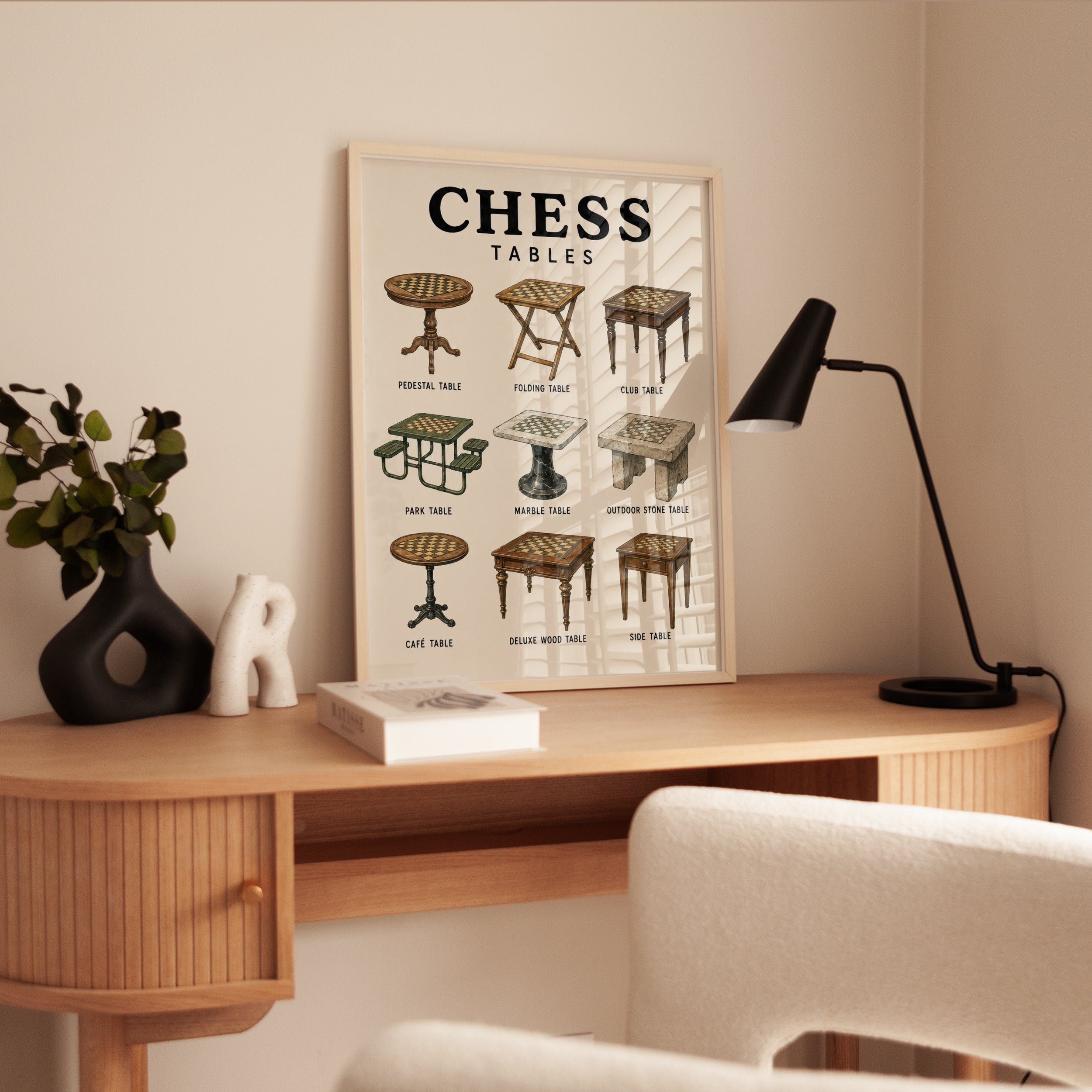 Chess Tables Vintage Poster — Educational Furniture Guide - interior