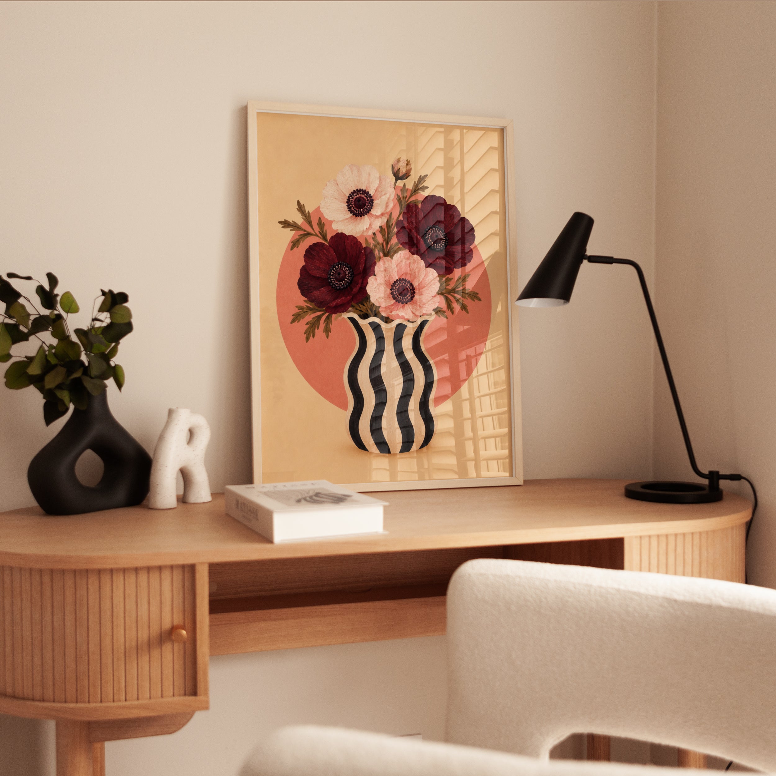 Floral Vase Wall Art – Modern Botanical Print - interior