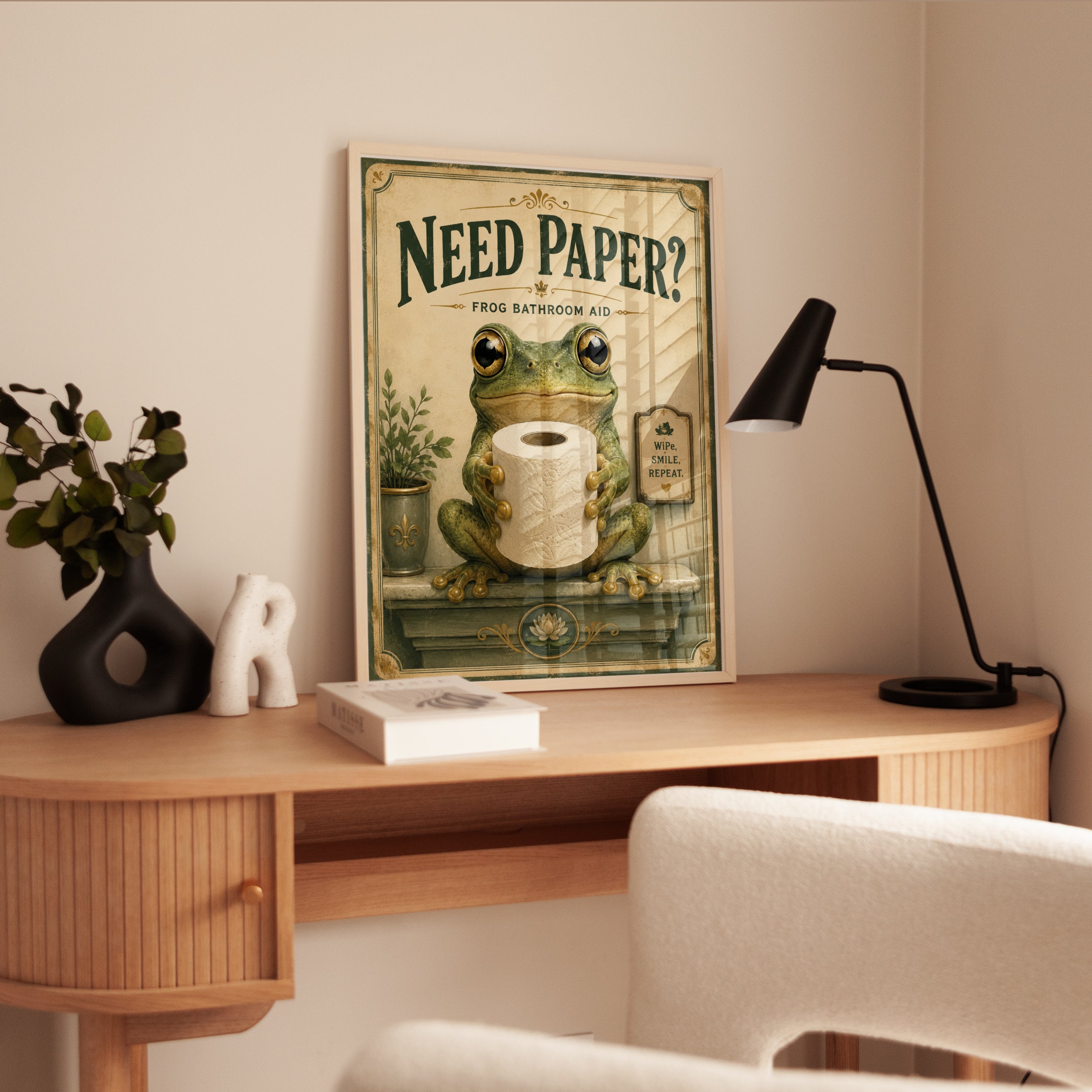 Funny Frog Bathroom Print - interior