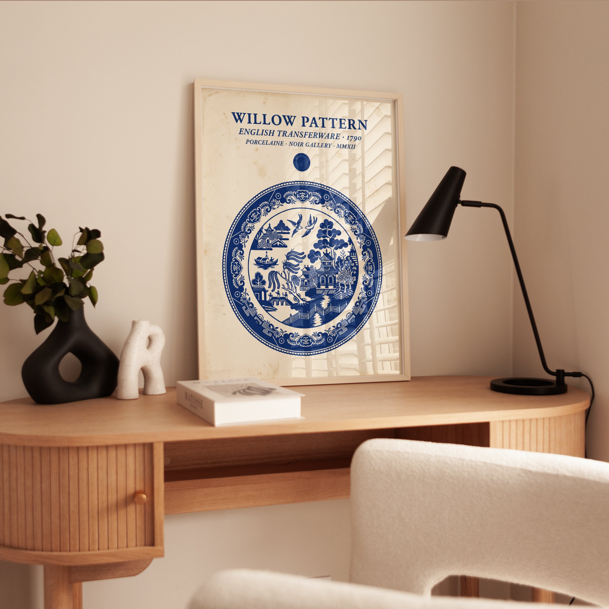 Willow Pattern Plate Print: Blue White Chinoiserie Art - interior