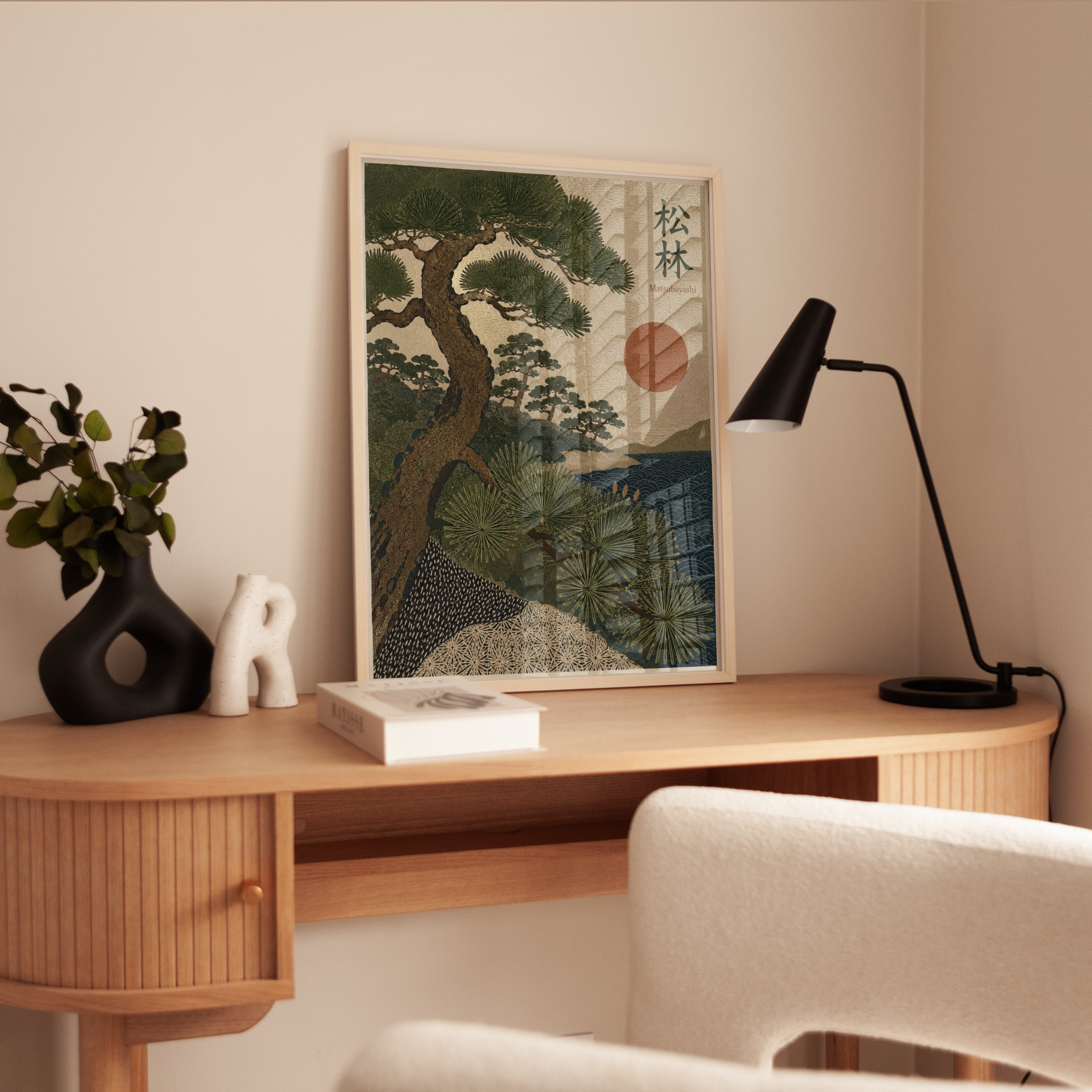 Japanese Pine Tree Art – Vintage Japanese Print - interior