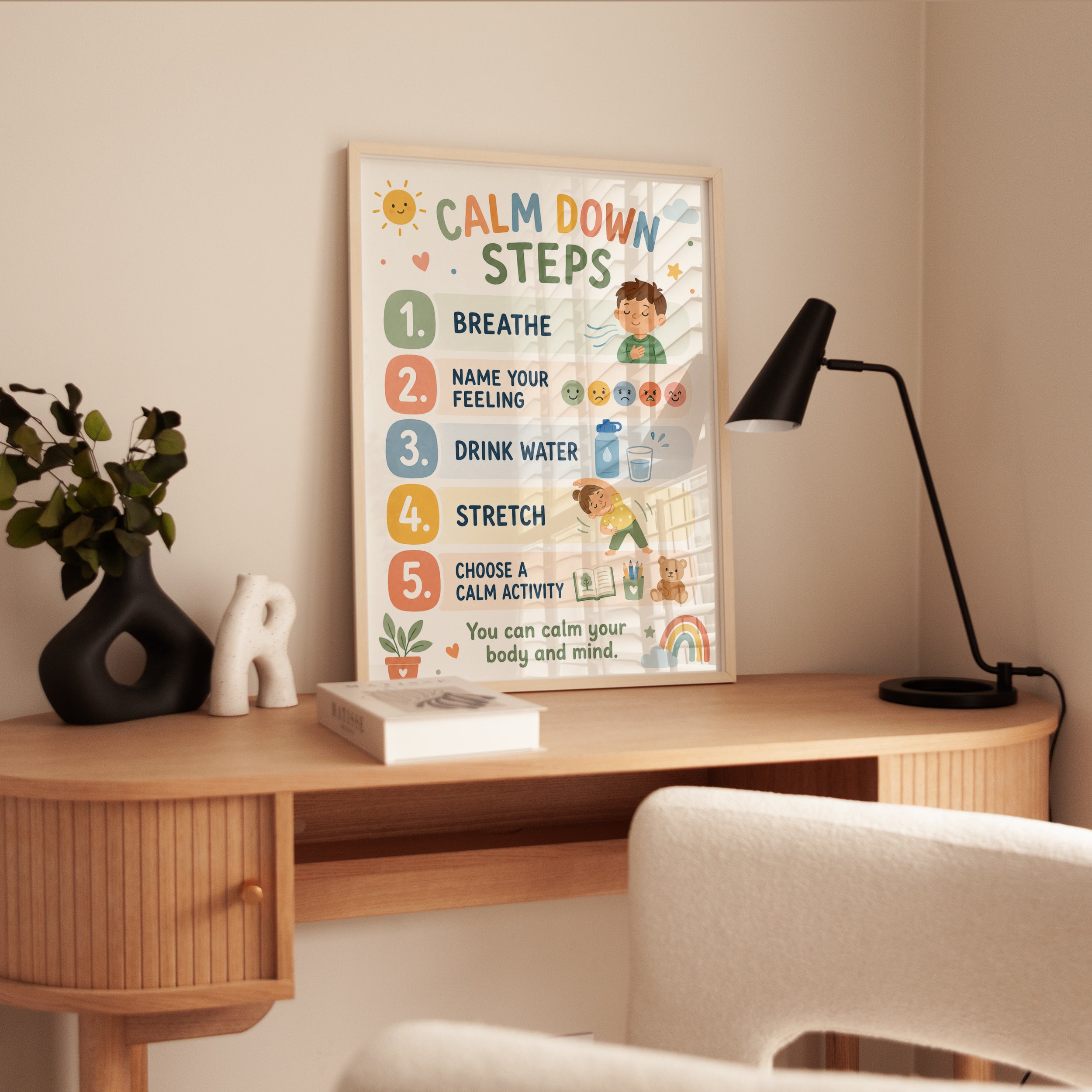 Calm Down Steps Poster – Kids Room Wall Art - interior