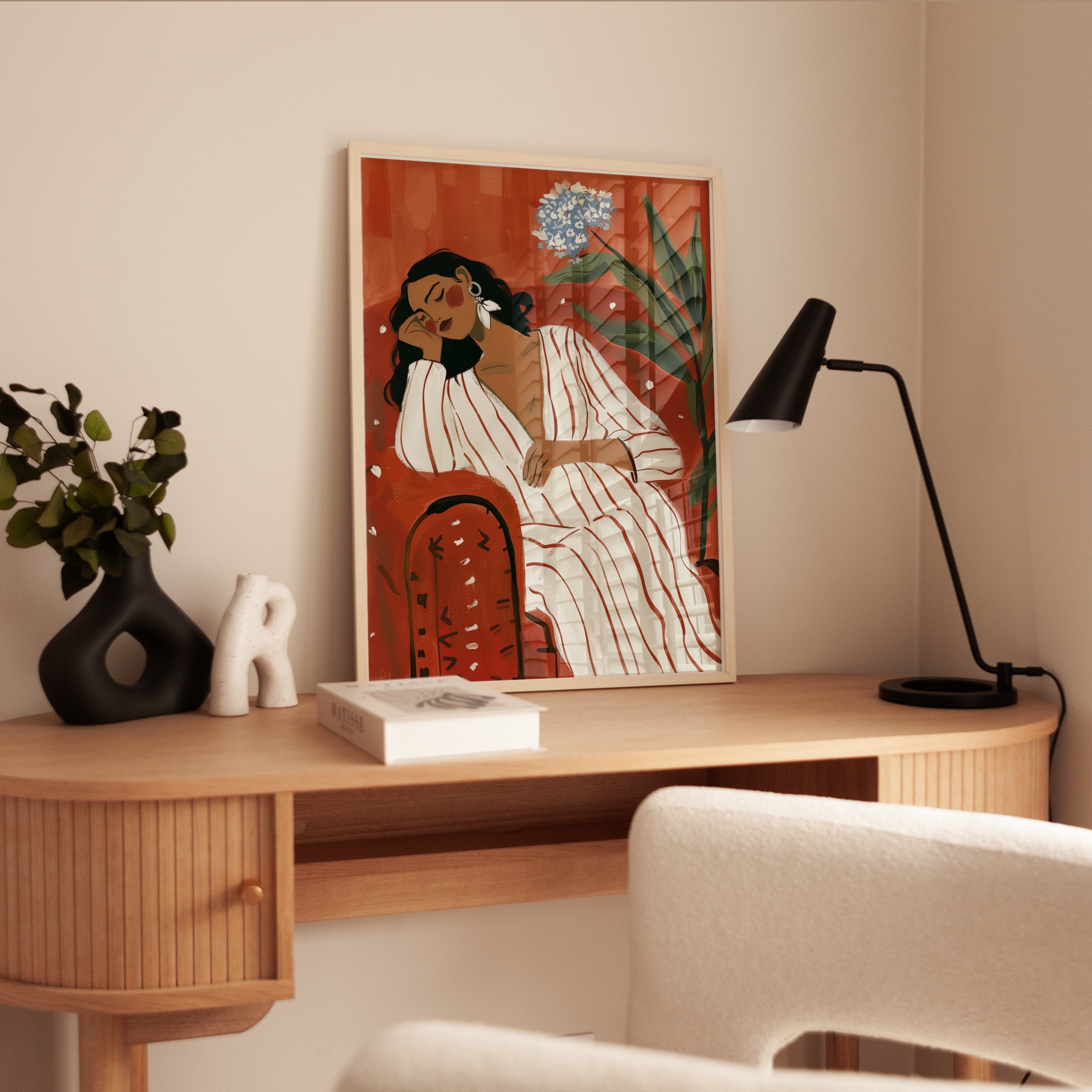 Terracotta Reclining Woman Print - interior