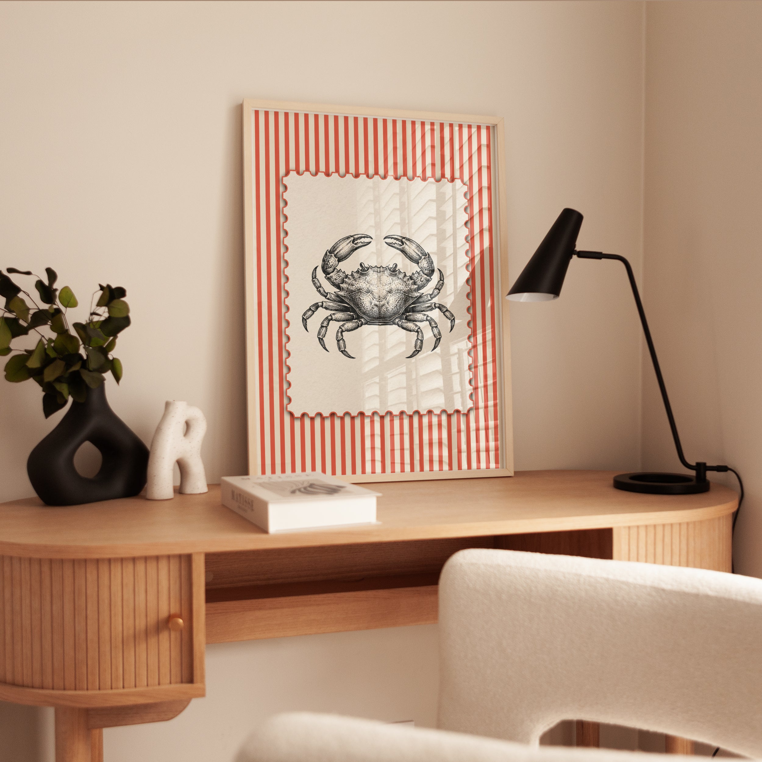 Crab Wall Art – Vintage Nautical Print - interior