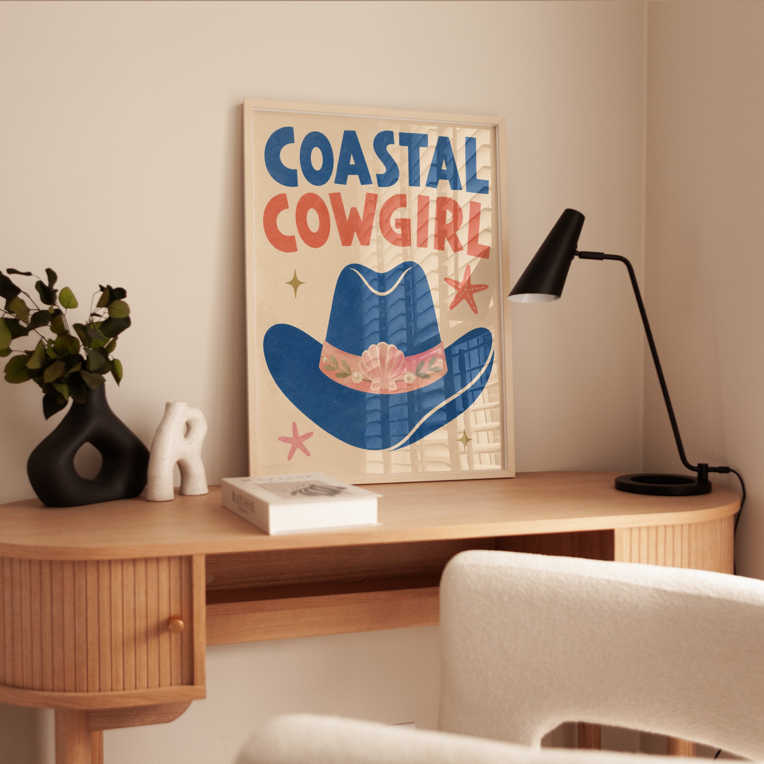 Coastal Wall Art – Western Cowgirl Print - interior