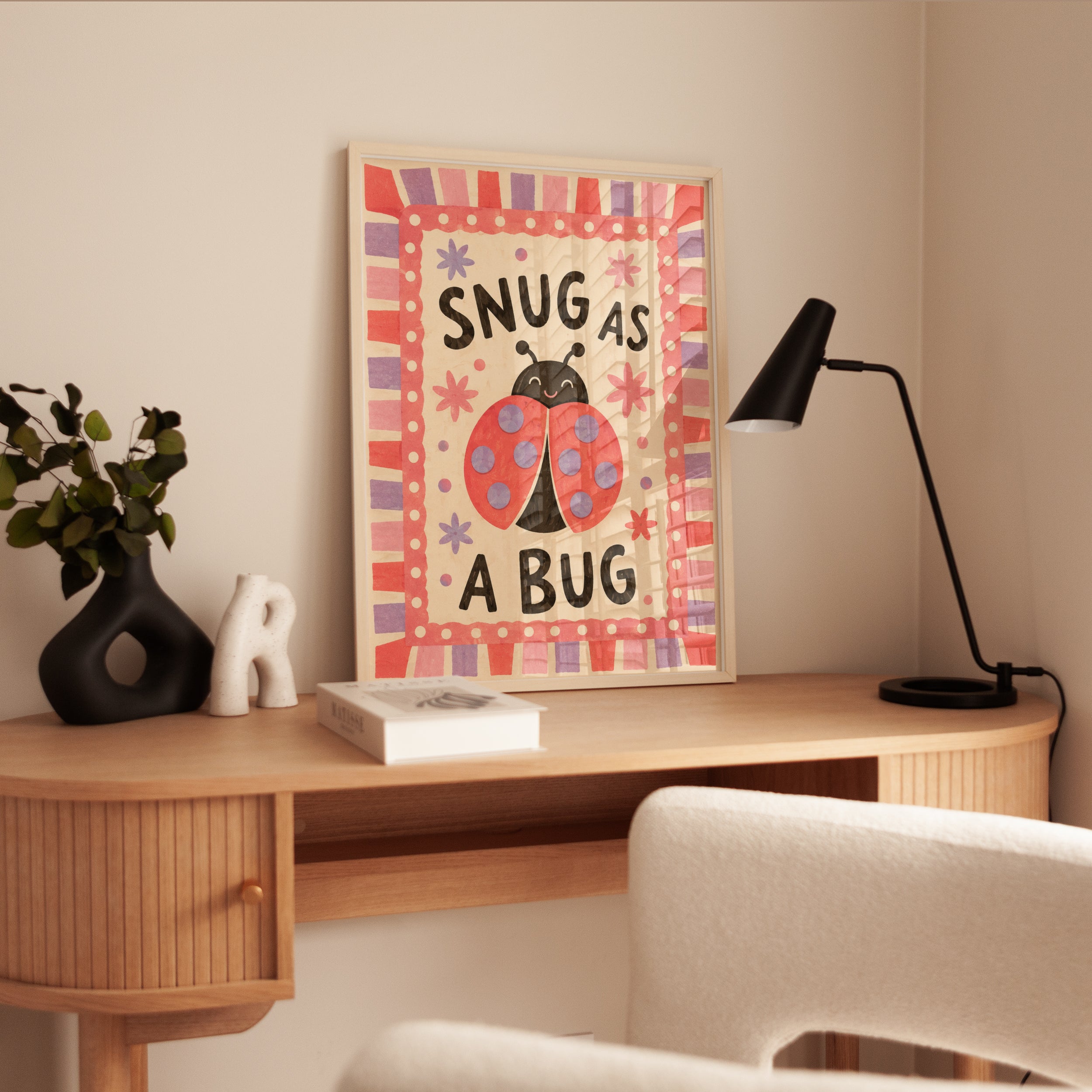 Snug As A Bug Ladybug Print: Whimsical Nursery Wall Art - interior