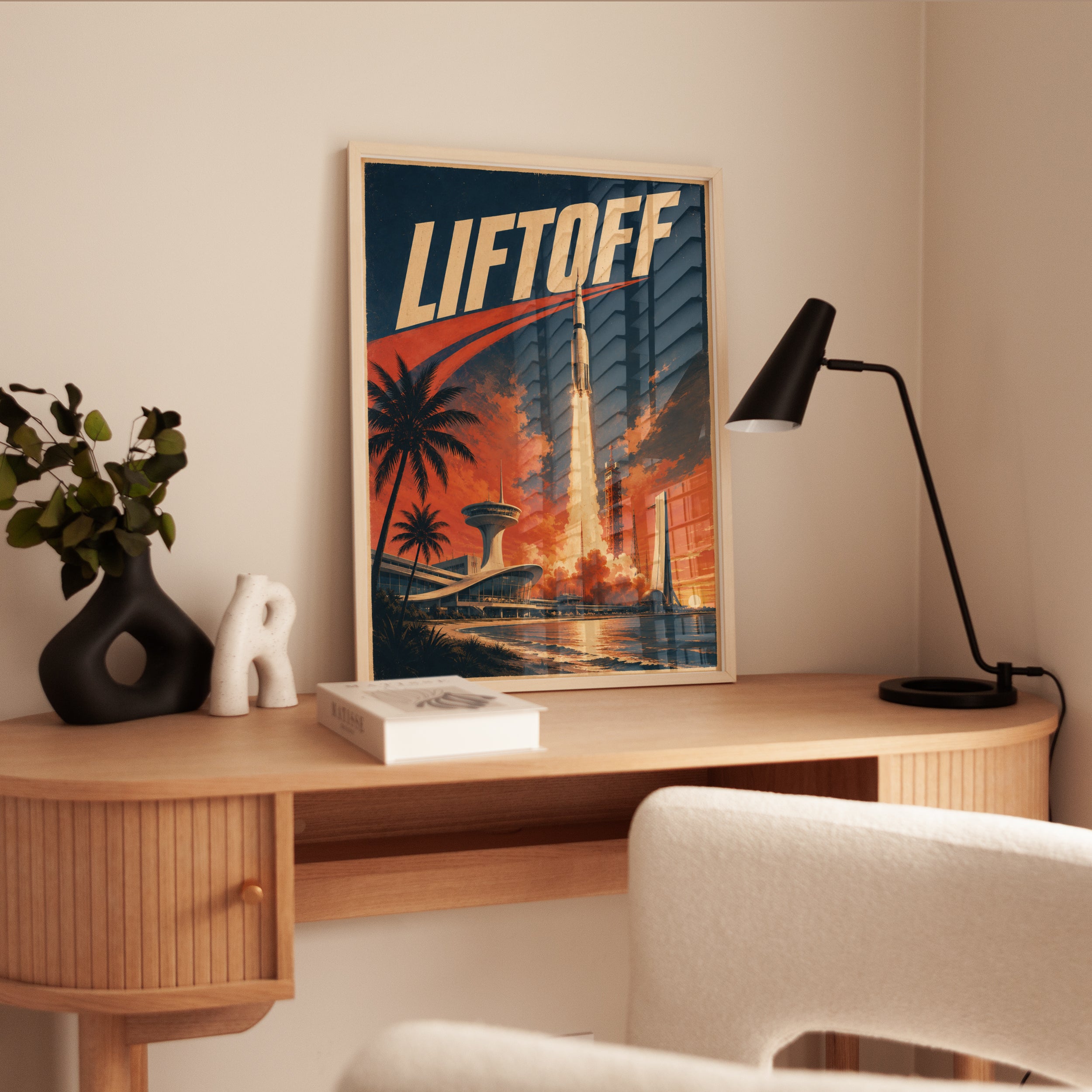 Retro Space Poster – Rocket Launch Print - interior