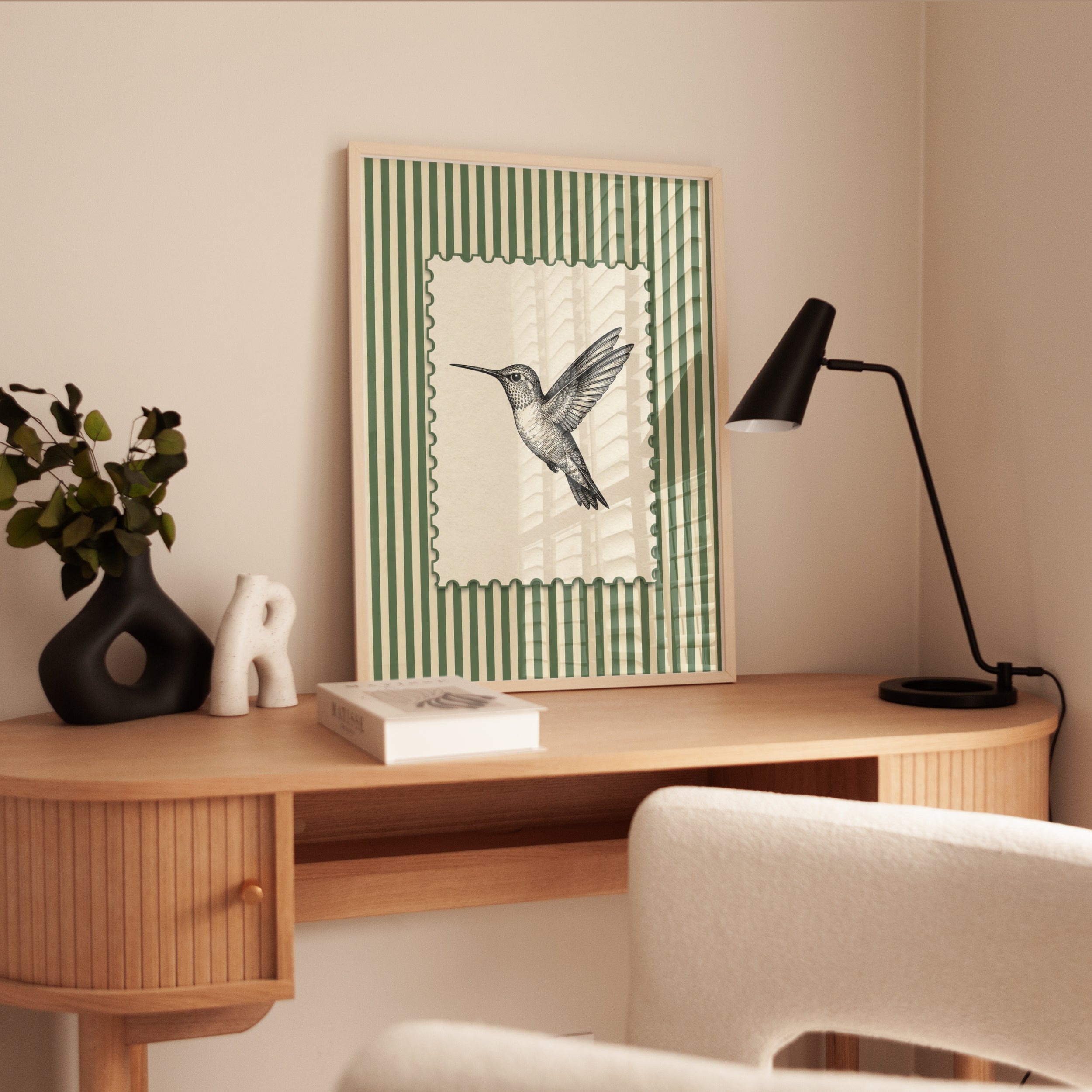 Hummingbird Wall Art – Vintage Bird Print - interior