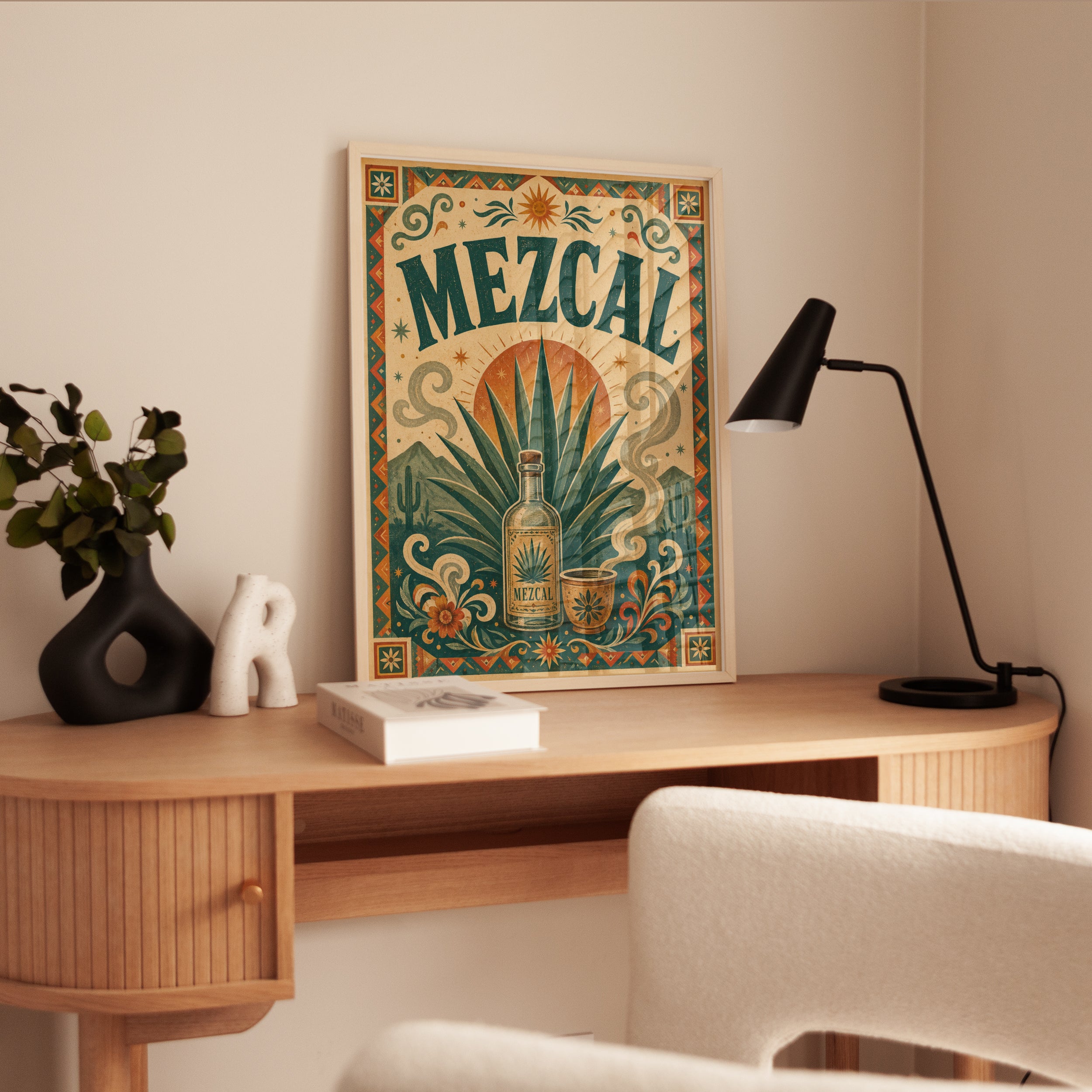 Mezcal Wall Art Print: Retro Mexican Folk Design - interior