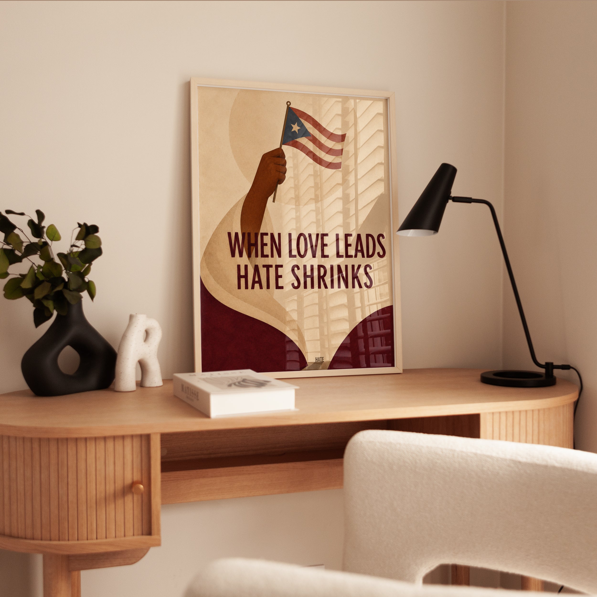 Puerto Rican Flag Protest Poster: Vintage Social Justice Art - interior