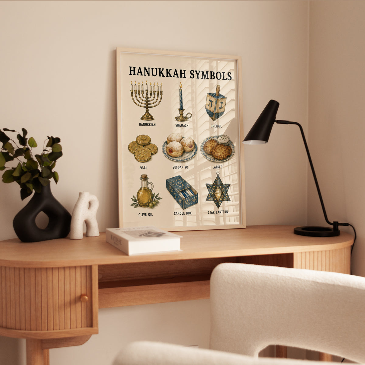 Hanukkah Symbols Illustration - interior