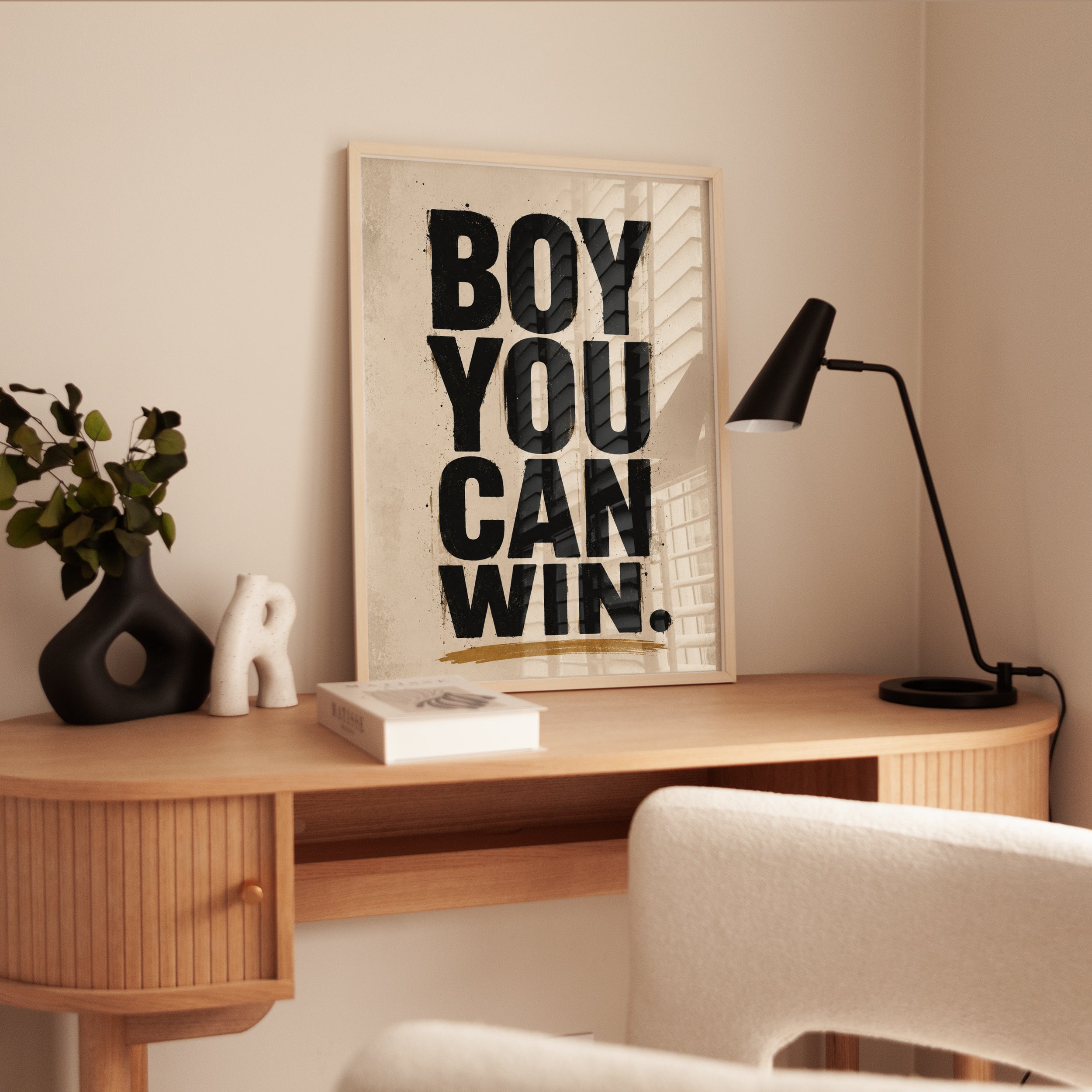 Boy You Can Win Motivational Print: Vintage Typography Poster - interior