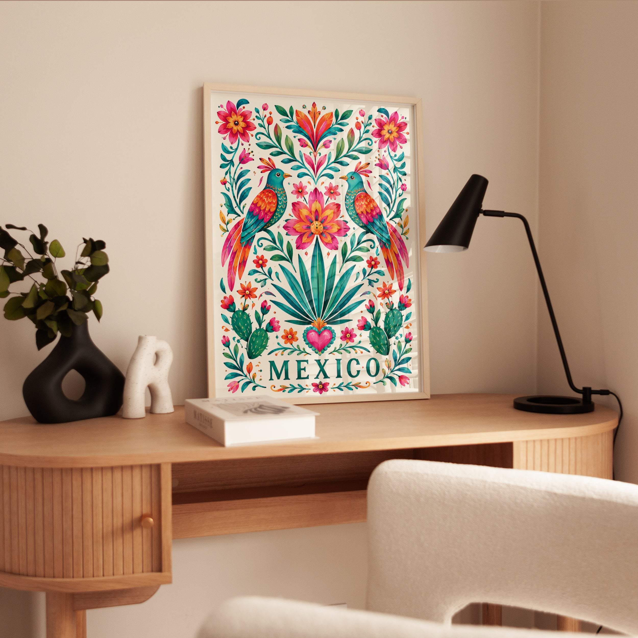 Mexican Folk Art Print – Colorful Bird Wall Art - interior