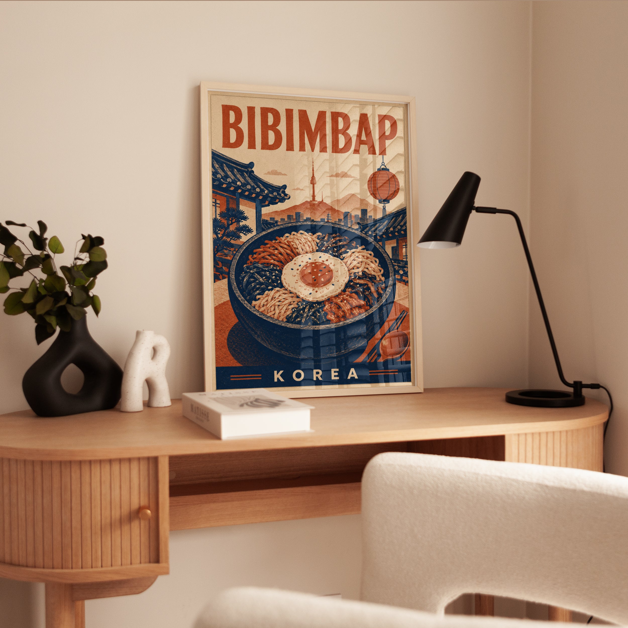Korean Food Wall Art: Bibimbap Vintage Travel Poster - interior