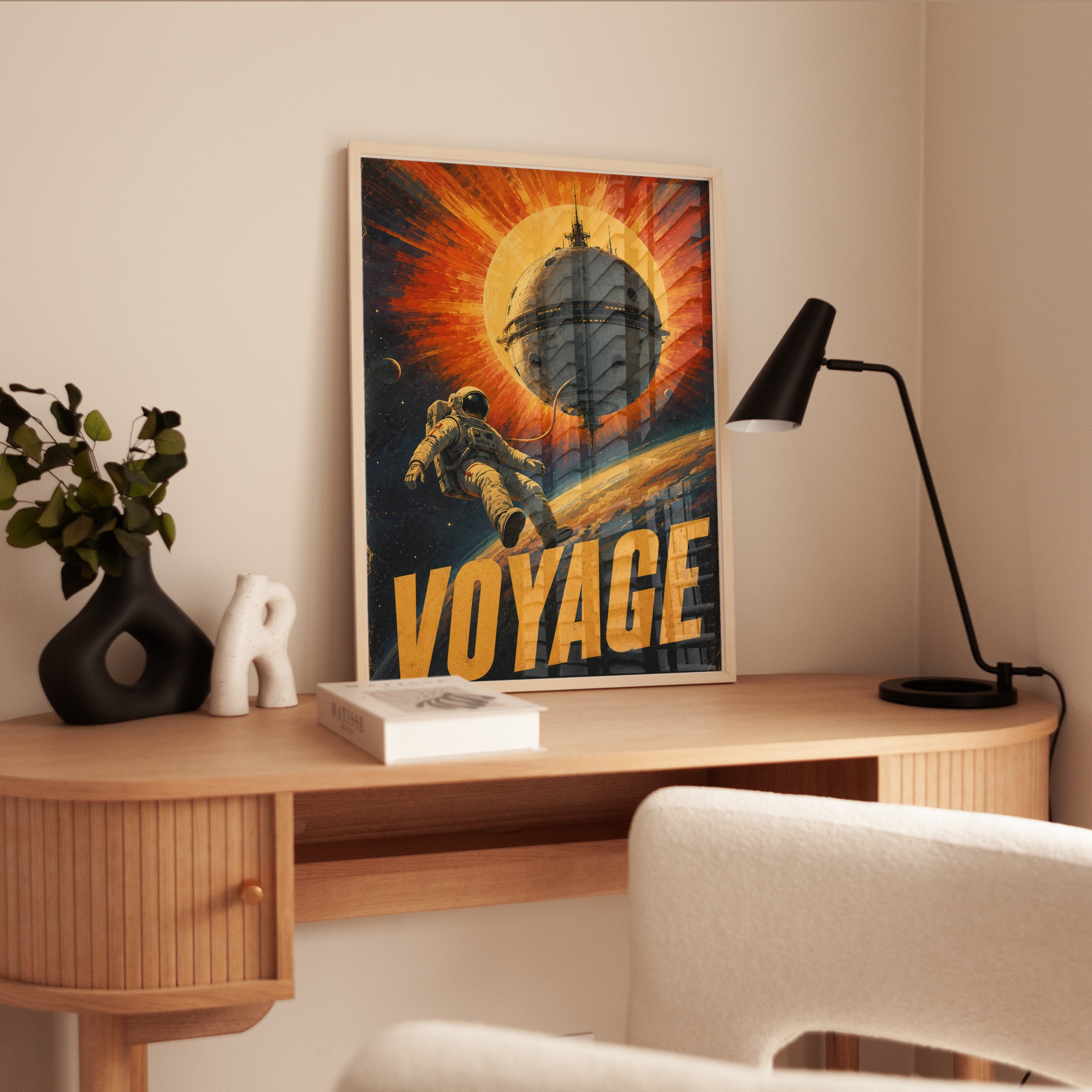 Space Travel Poster – Retro Astronaut Print - interior