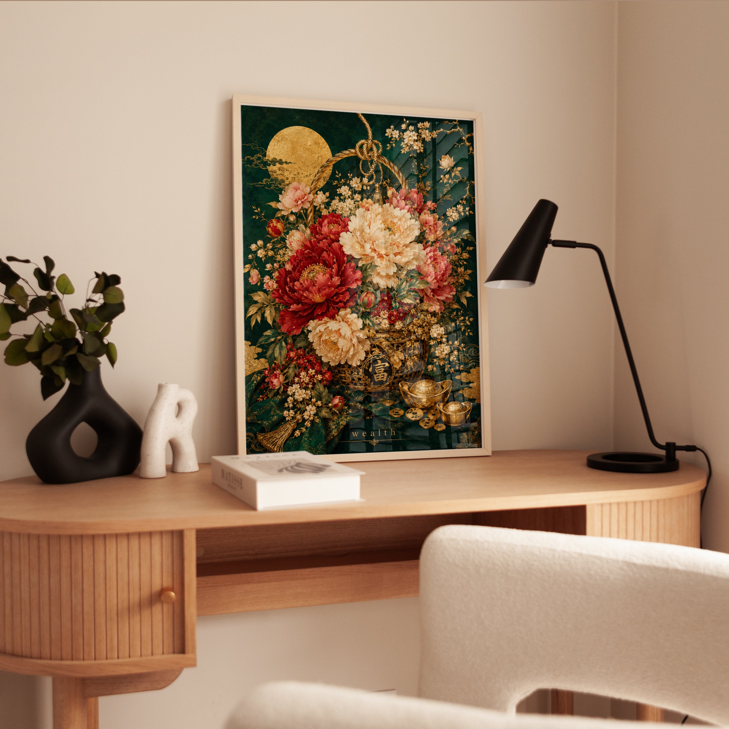 Chinese Floral Wall Art – Peony Print - interior