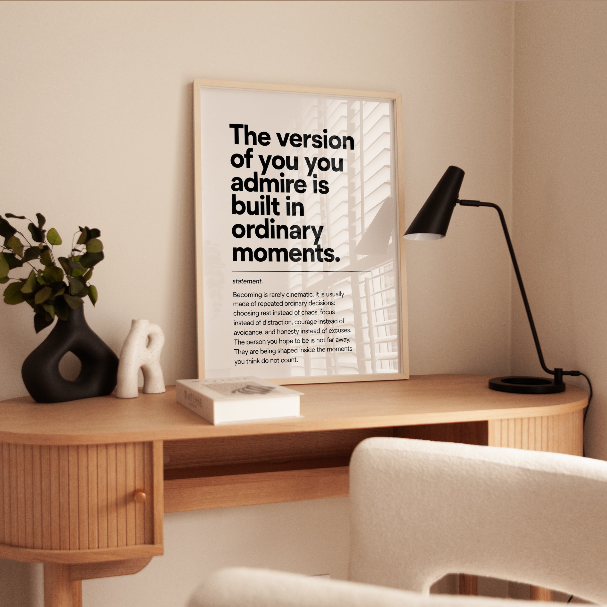 Becoming Quote Wall Art: Black and White Typography - interior