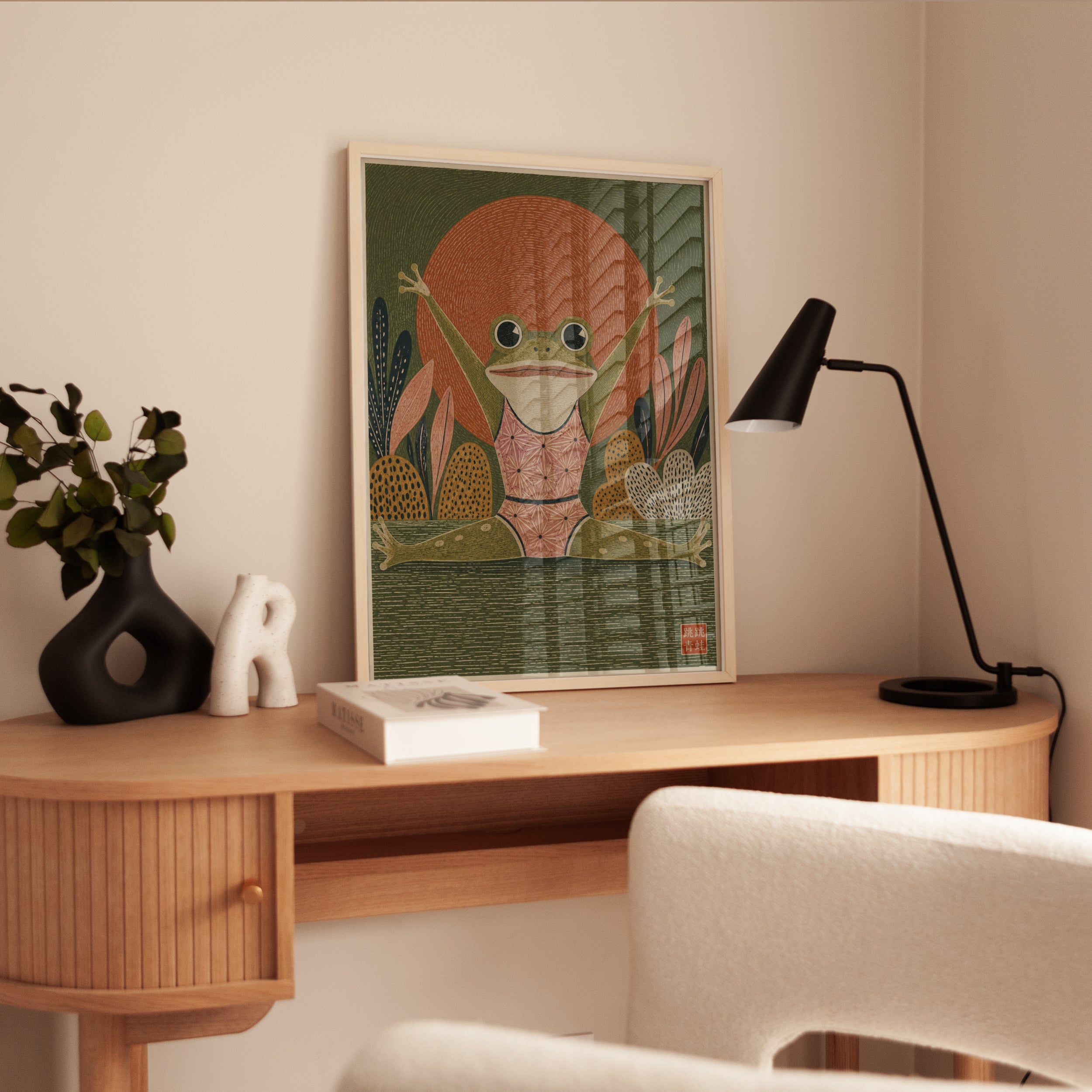 Whimsical Frog Folk Art Print - interior