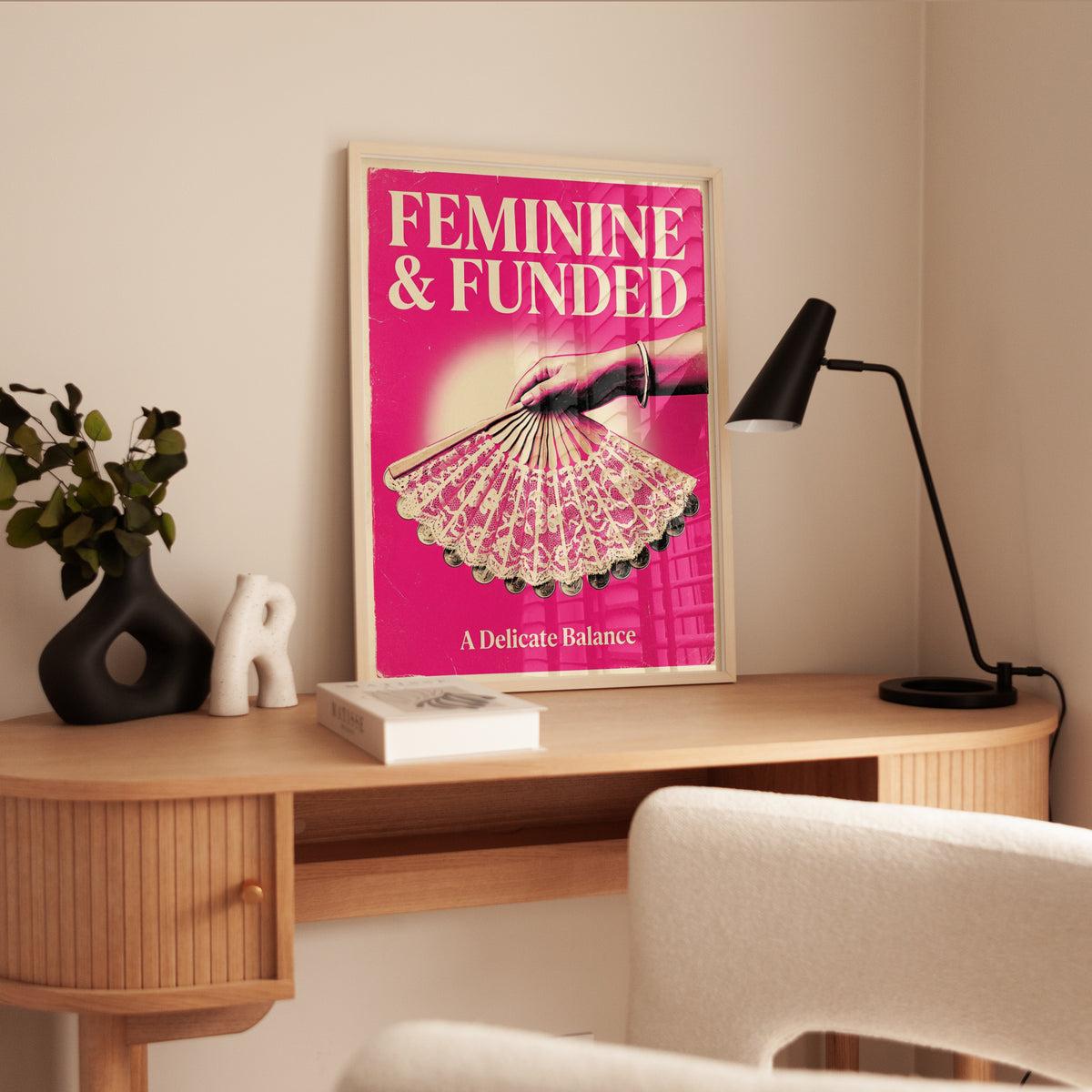 Feminine and Funded Poster: Retro Pink Pop Art Money Design - interior