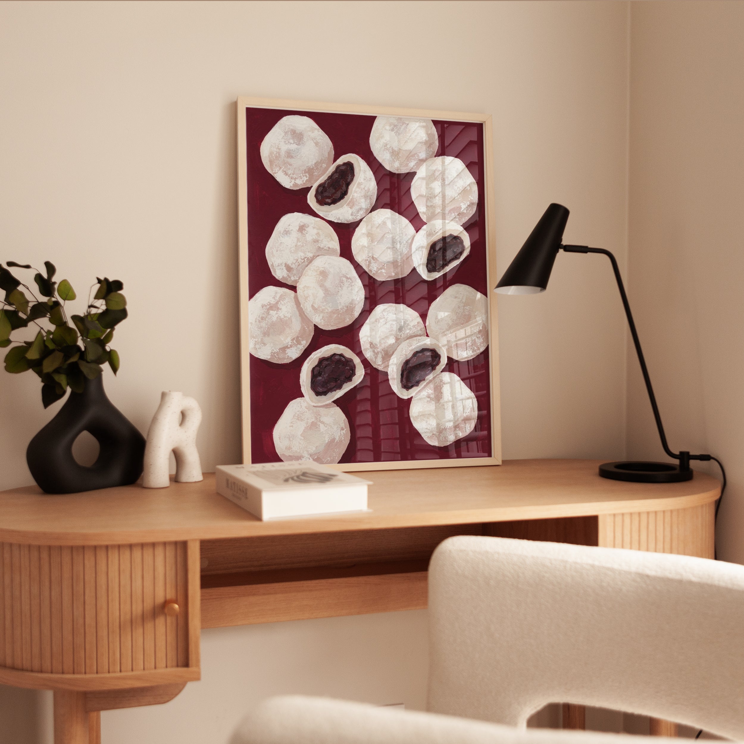 Red Bean Mochi Wall Art – Kitchen Print - interior