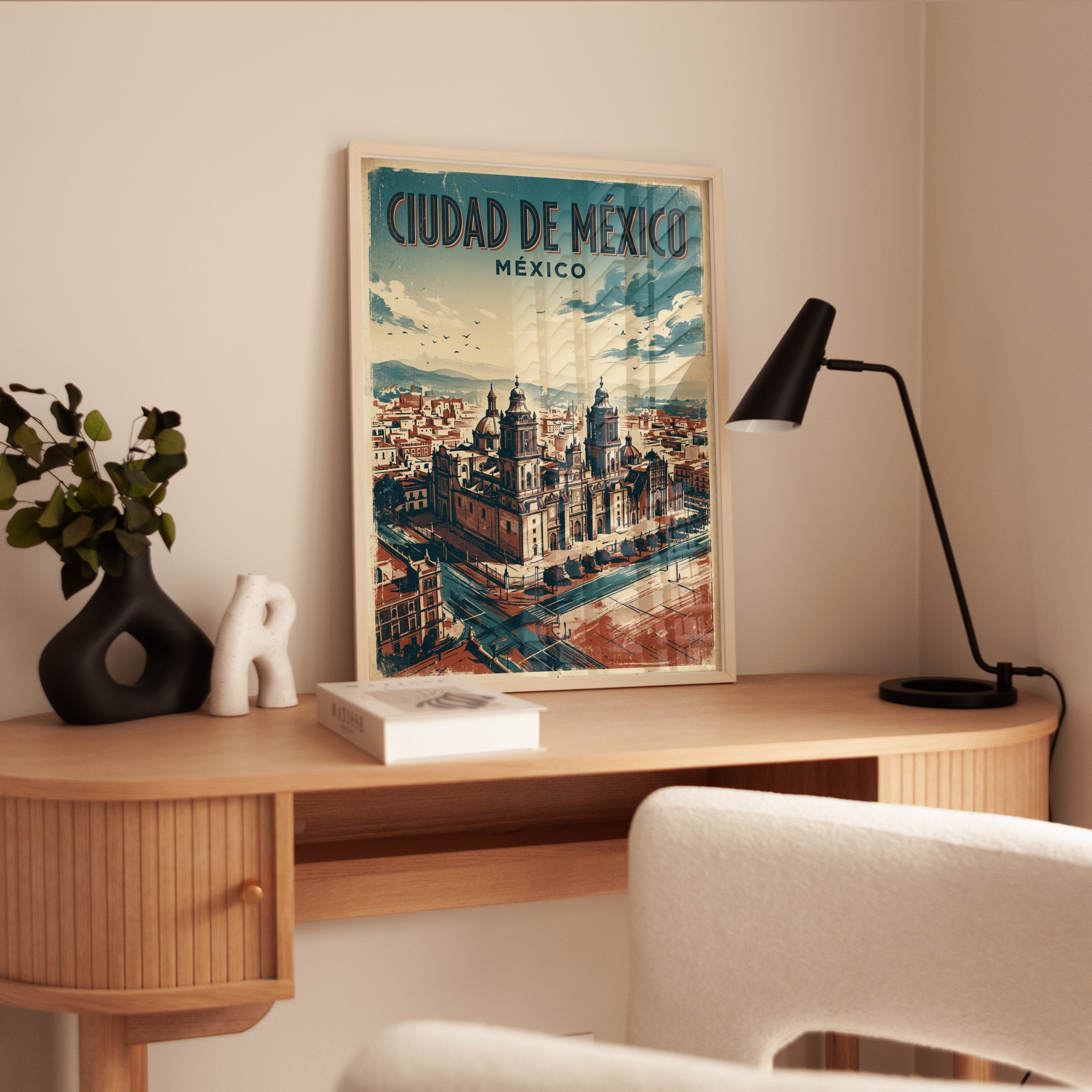 Mexico City Cathedral Vintage Travel Poster – Mid-Century Modern - interior