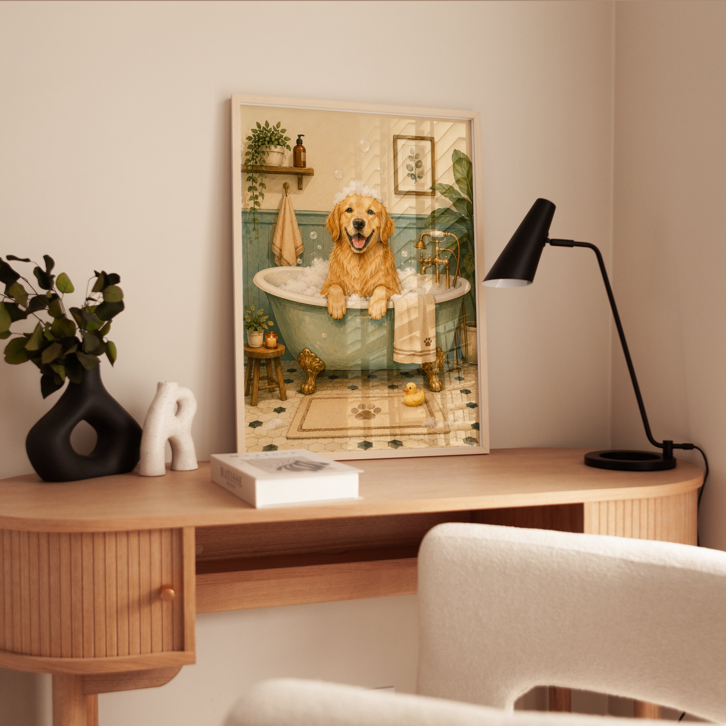 Golden Retriever Bathroom Wall Art - interior