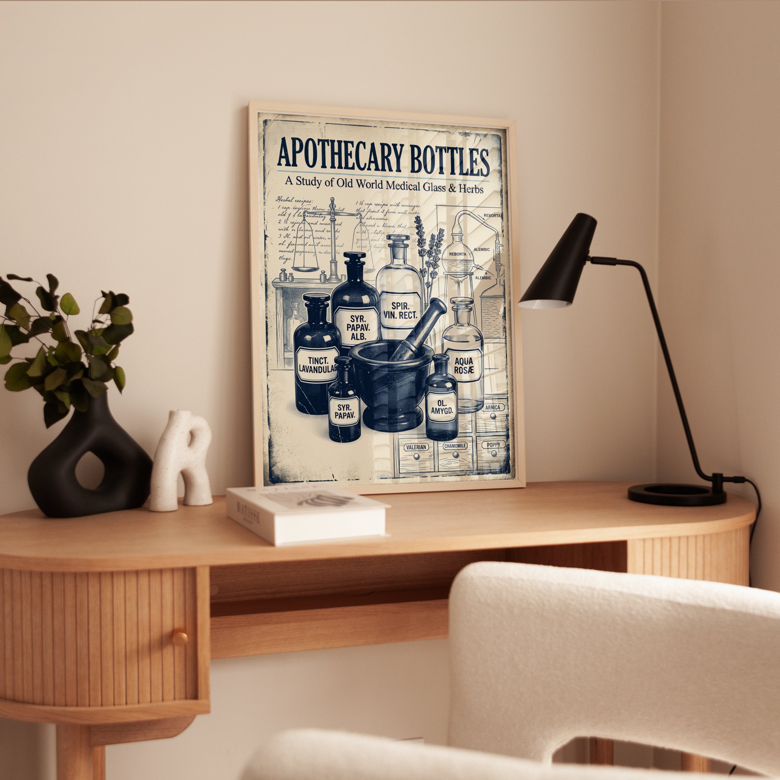 Apothecary Bottles Print: Vintage Medical Pharmacy Wall Art - interior