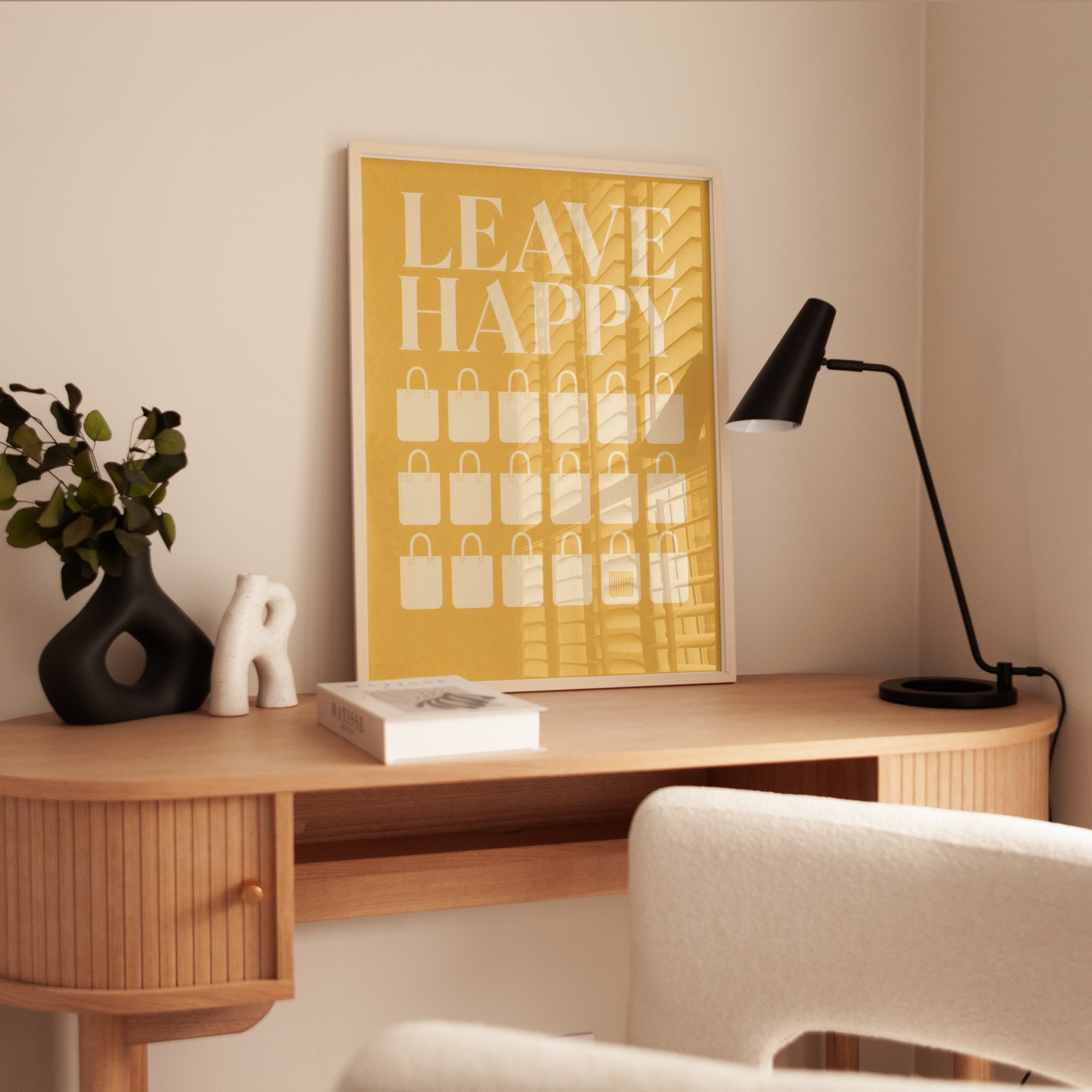 Leave Happy Motivational Print – Vintage Locks - interior