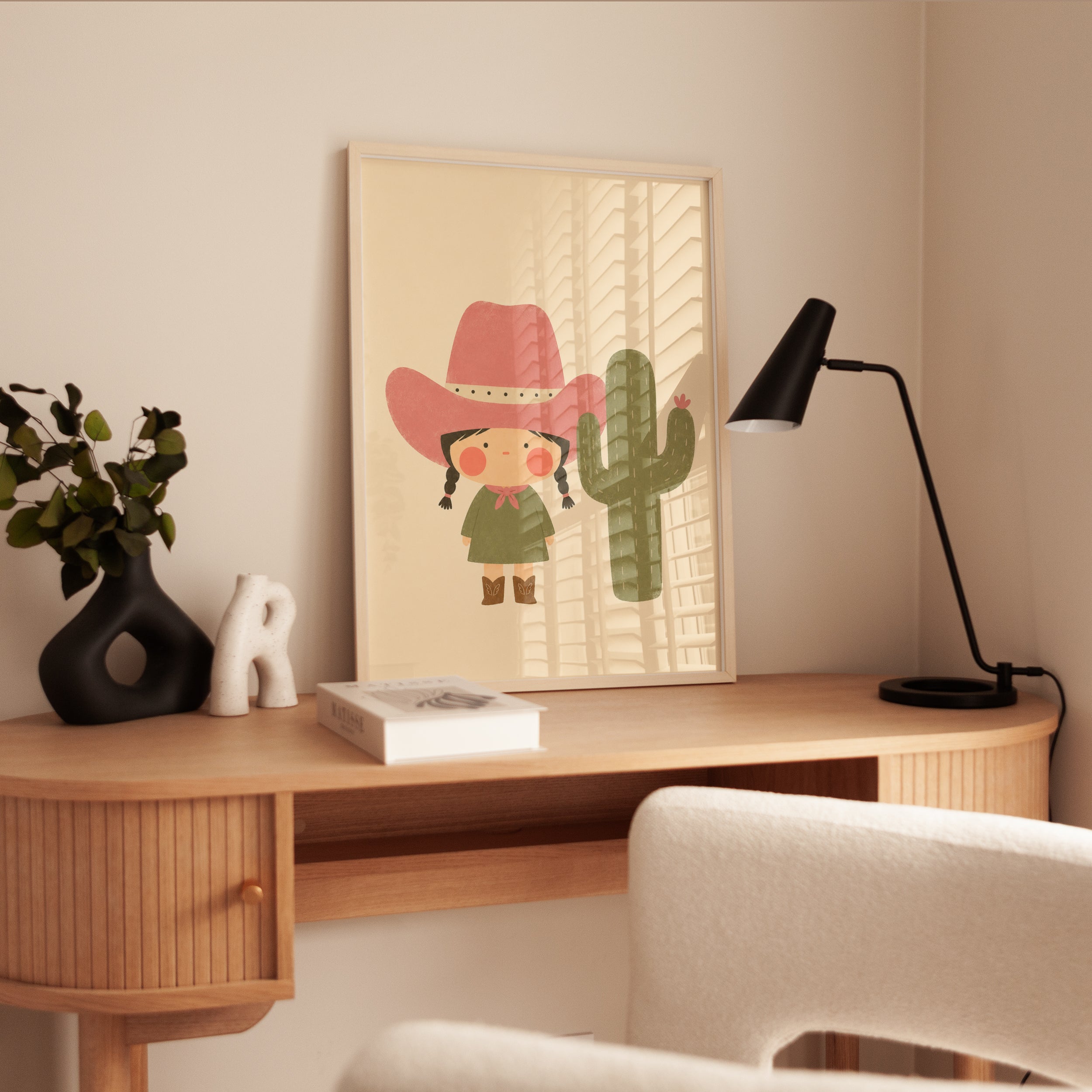 Cowgirl Cactus Print – Western Nursery Wall Art - interior