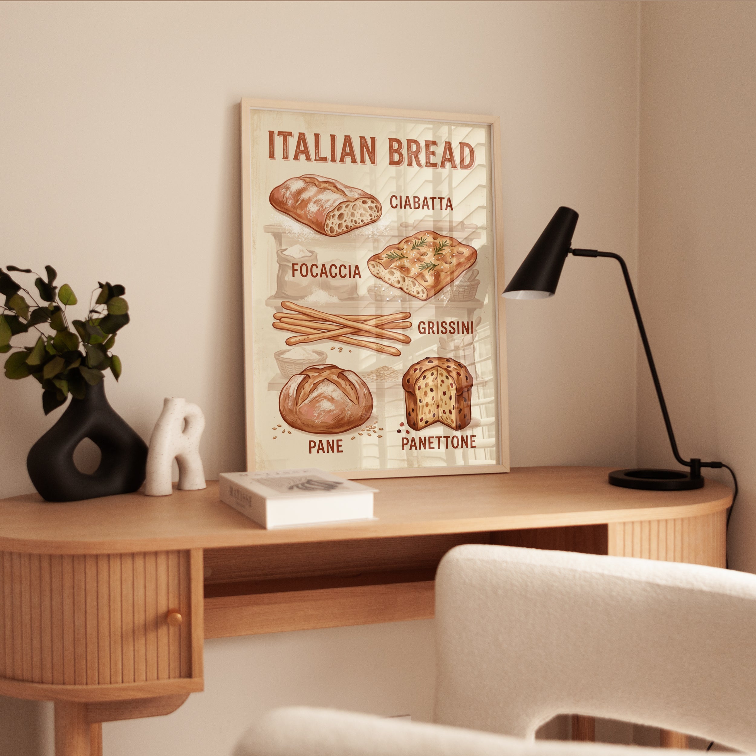 Italian Bread Poster — Vintage Bakery Illustration - interior