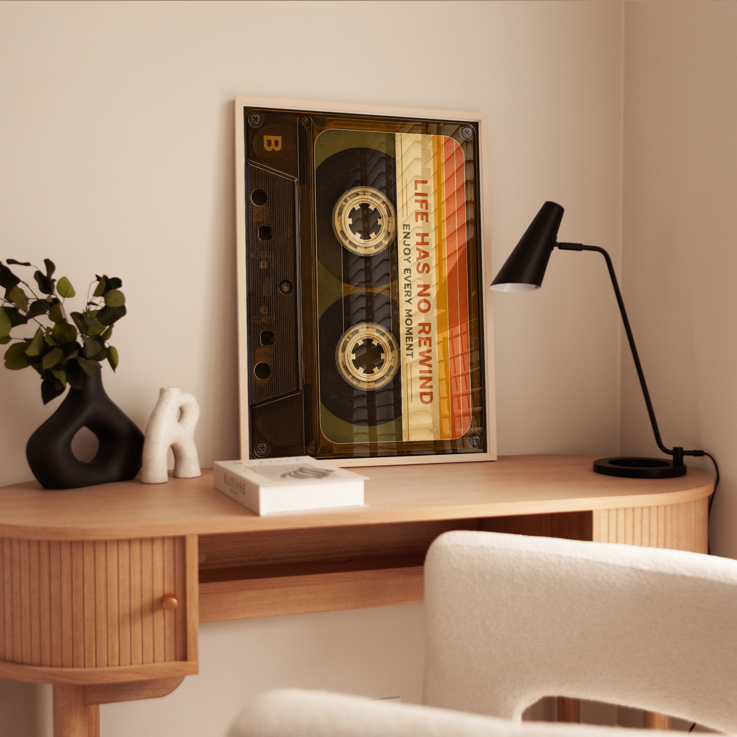 Retro Cassette Tape Print: Life Has No Rewind - interior
