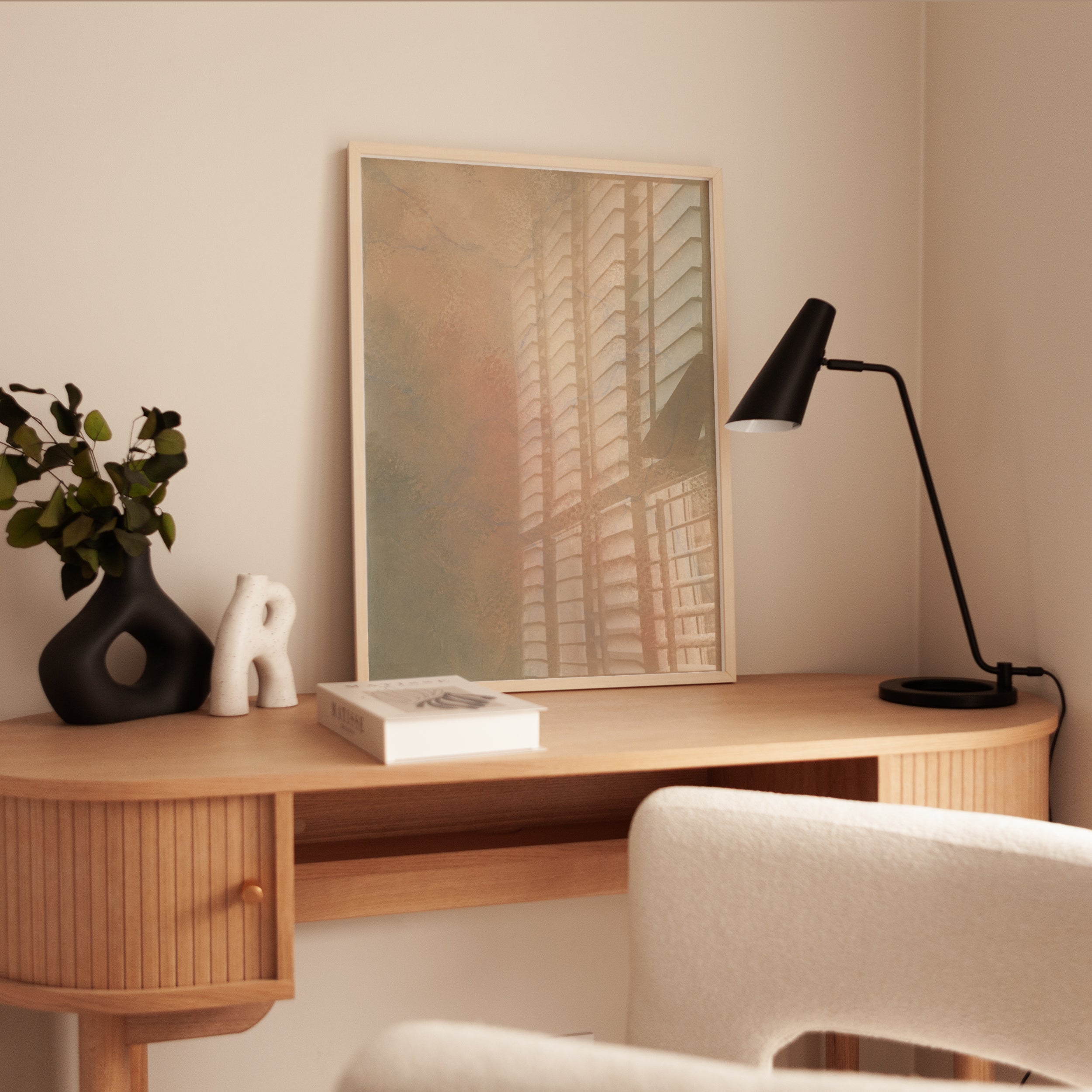 Neutral Abstract Wall Art – Soft Minimalist Print - interior