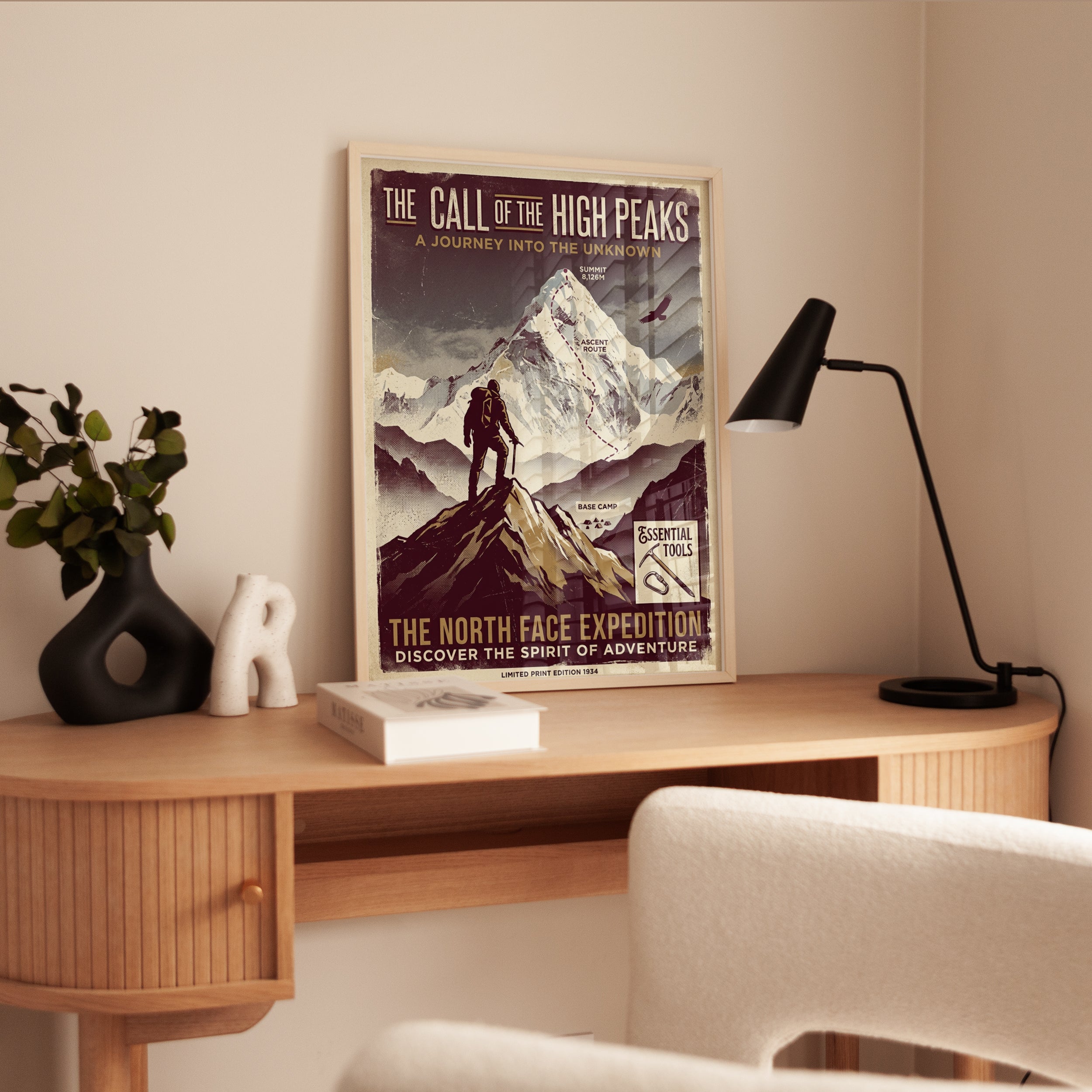 Vintage Mountain Climbing Poster Print — Retro North Face Expedition - interior