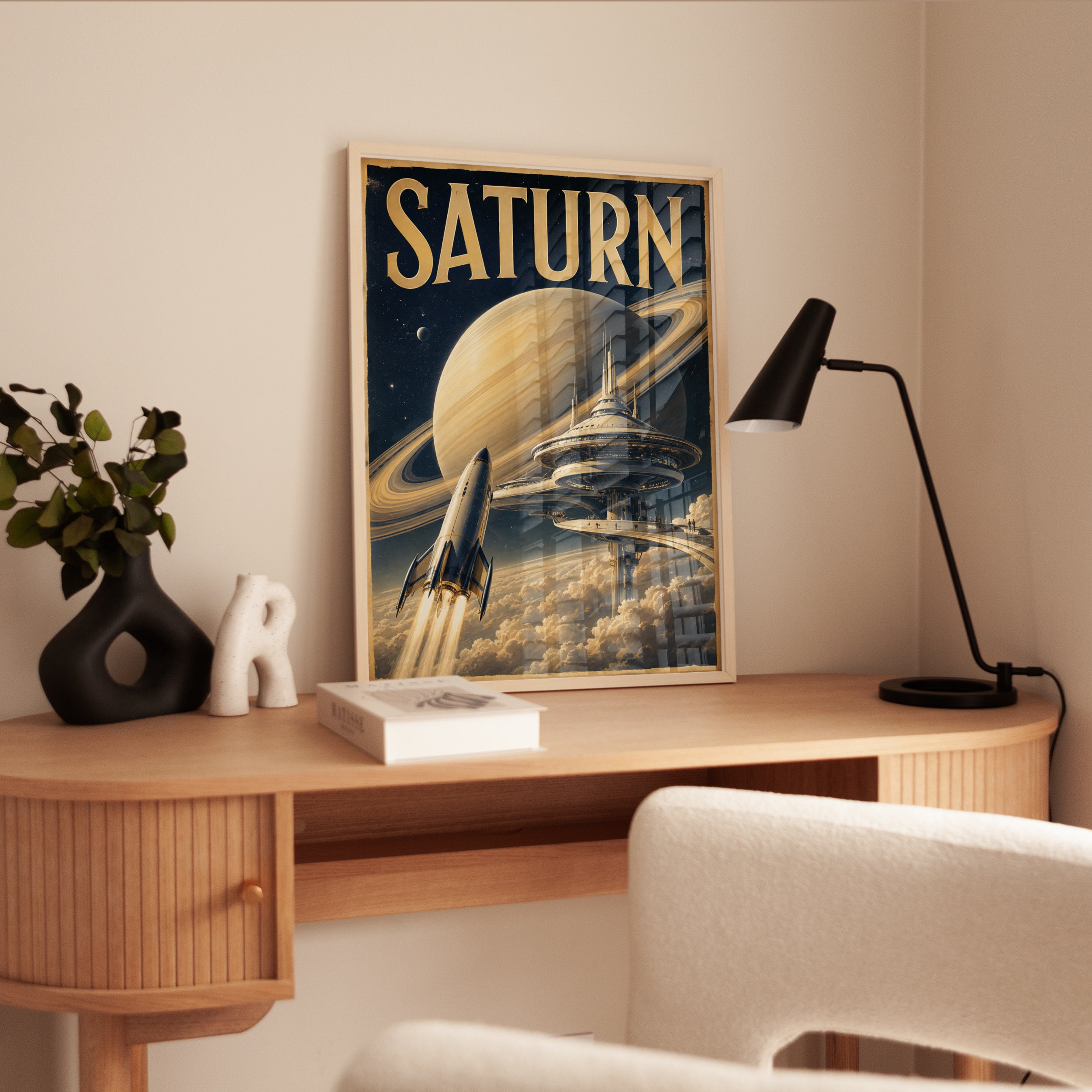 Retro Space Poster – Saturn Travel Print - interior