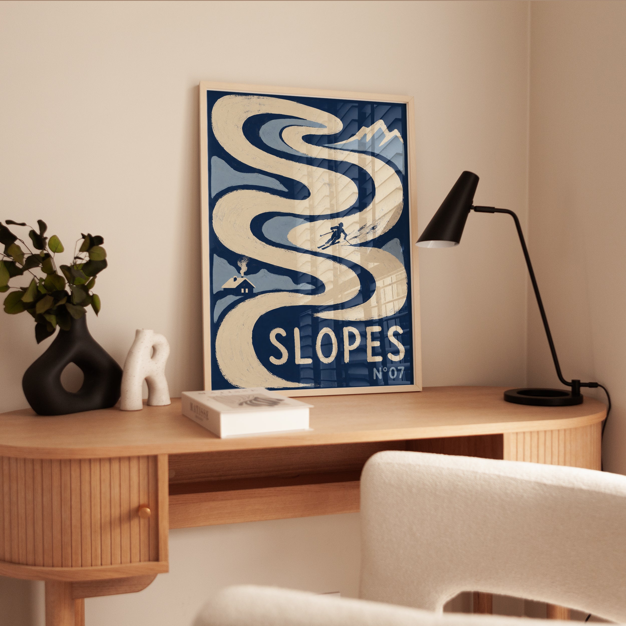 Vintage Ski Poster – Retro Slopes Print - interior