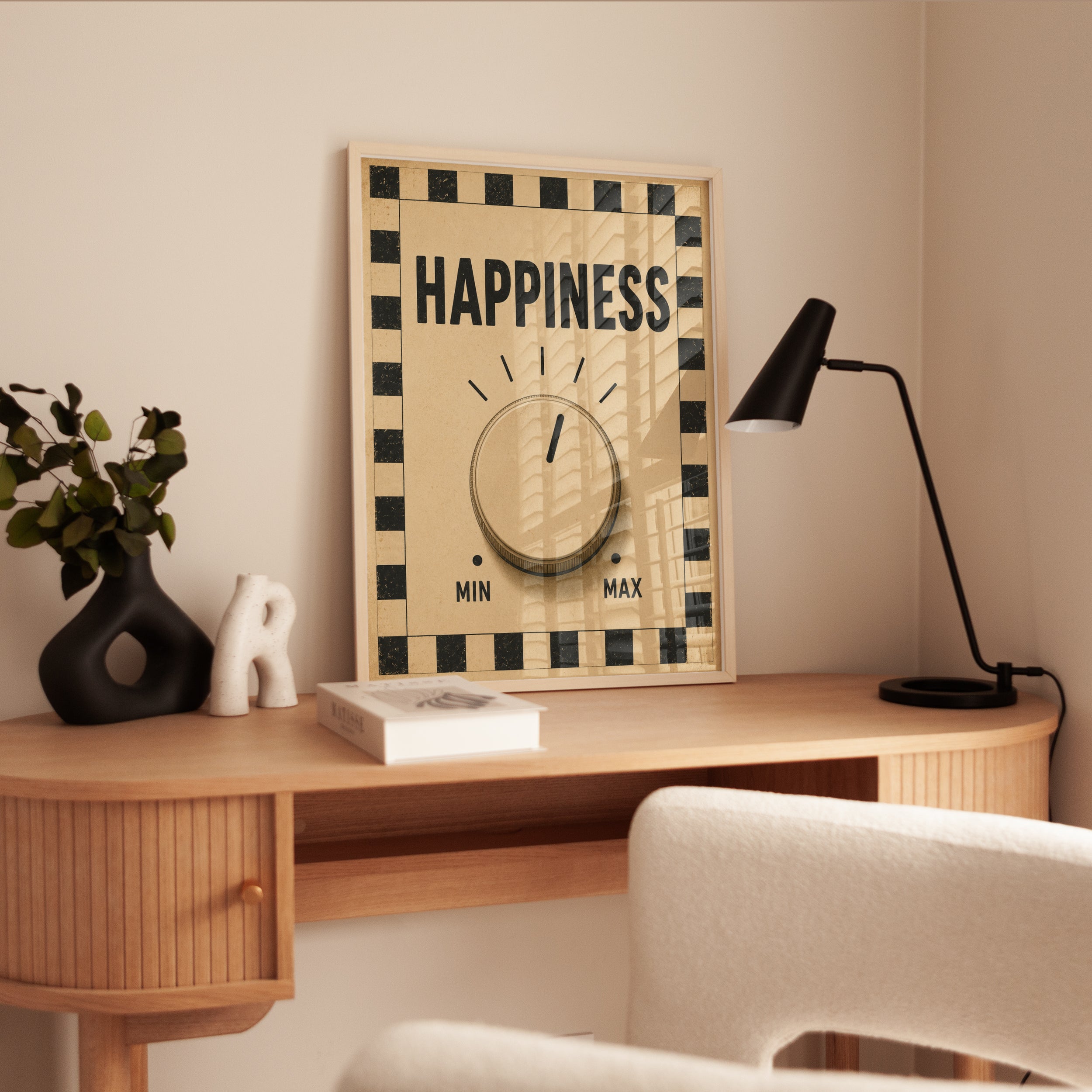 Happiness Wall Art – Vintage Dial Print - interior
