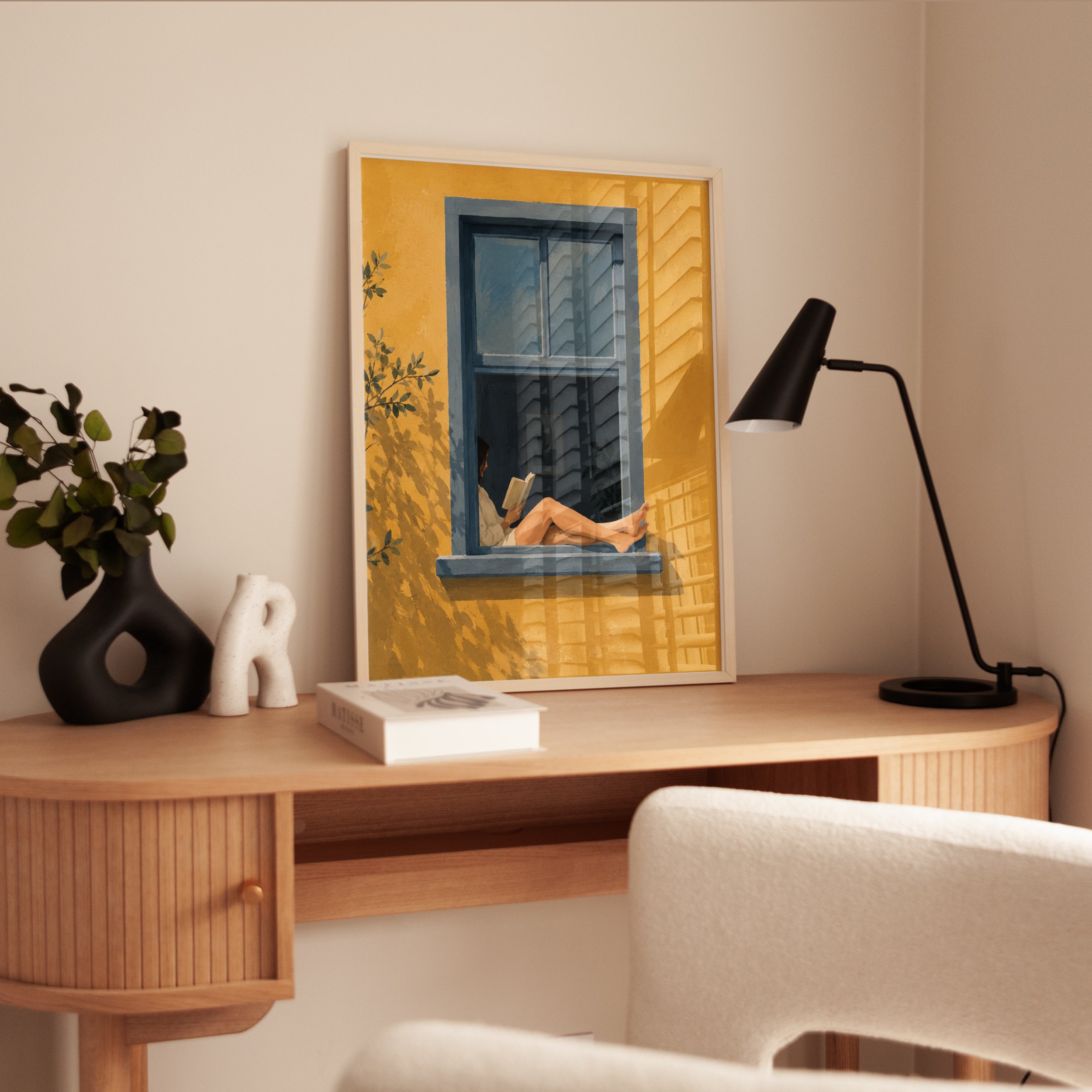 Window Reading Wall Art – Figure in Window Print - interior