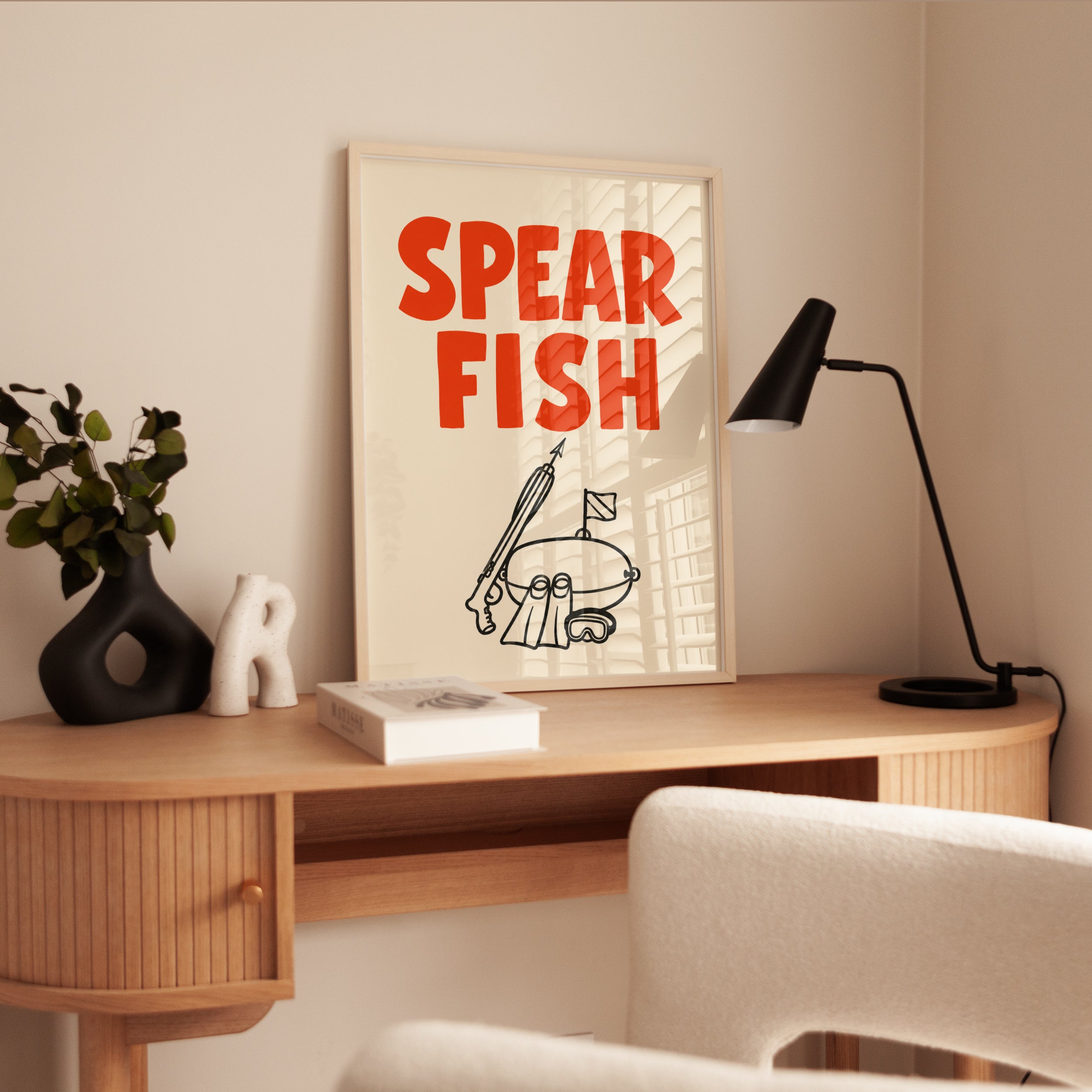Spearfishing Wall Art – Retro Typography Print - interior