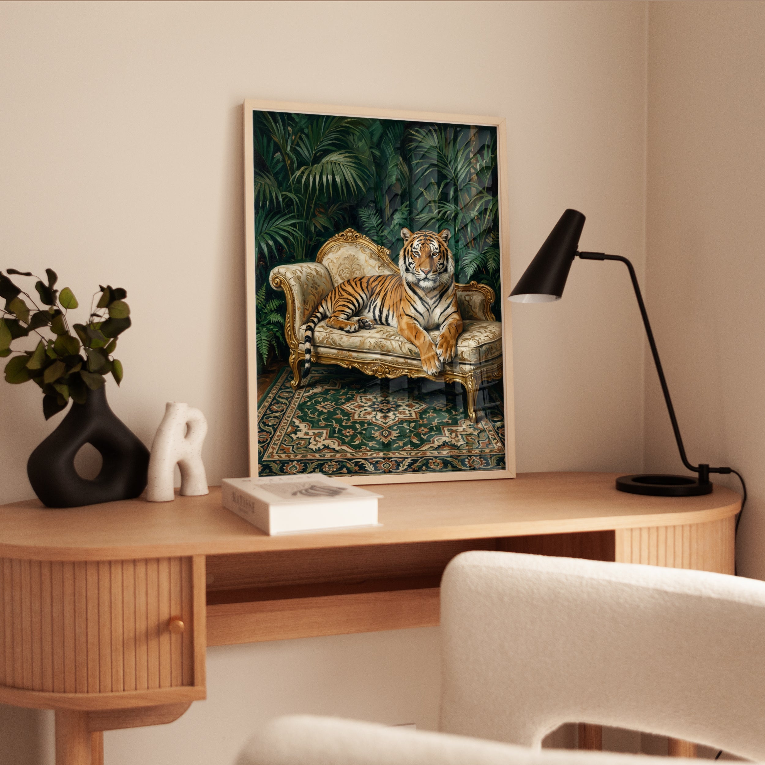 Tiger Portrait Print — Regal Jungle Maximalist Art - interior