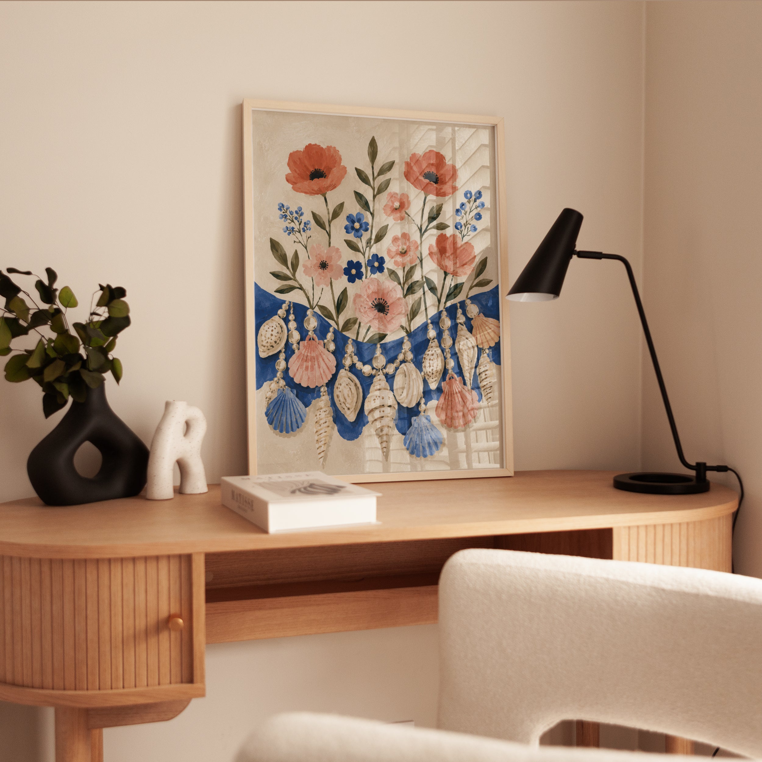 Coastal Wall Art – Seashell Flower Print - interior