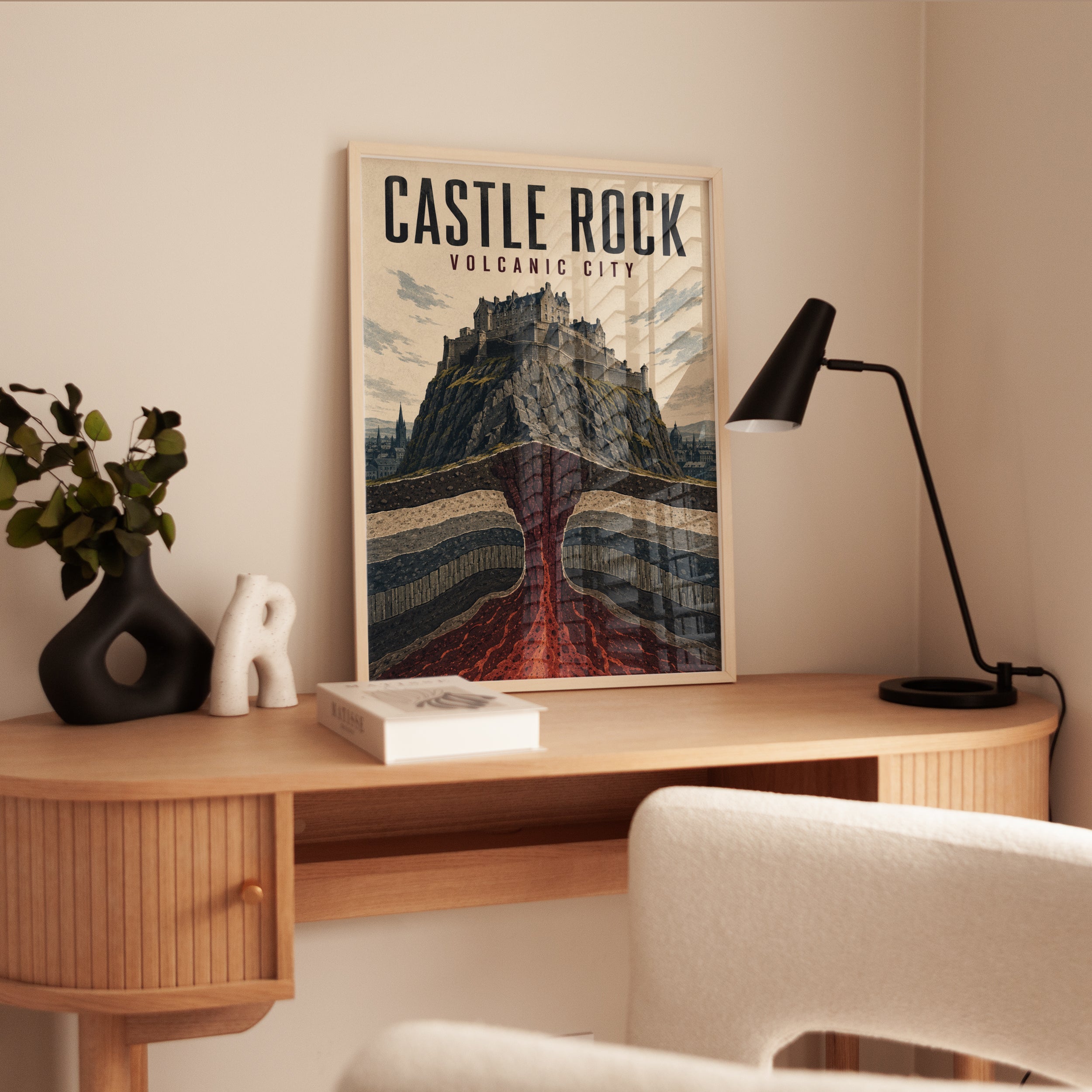 Vintage Travel Poster – Castle Rock Volcanic City - interior