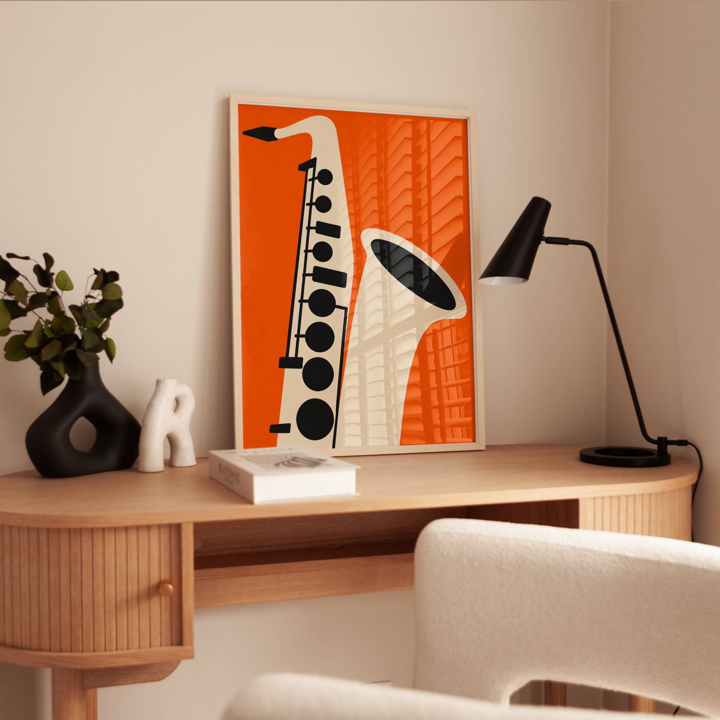 Saxophone Jazz Print — Mid-Century Modern Music Illustration - interior